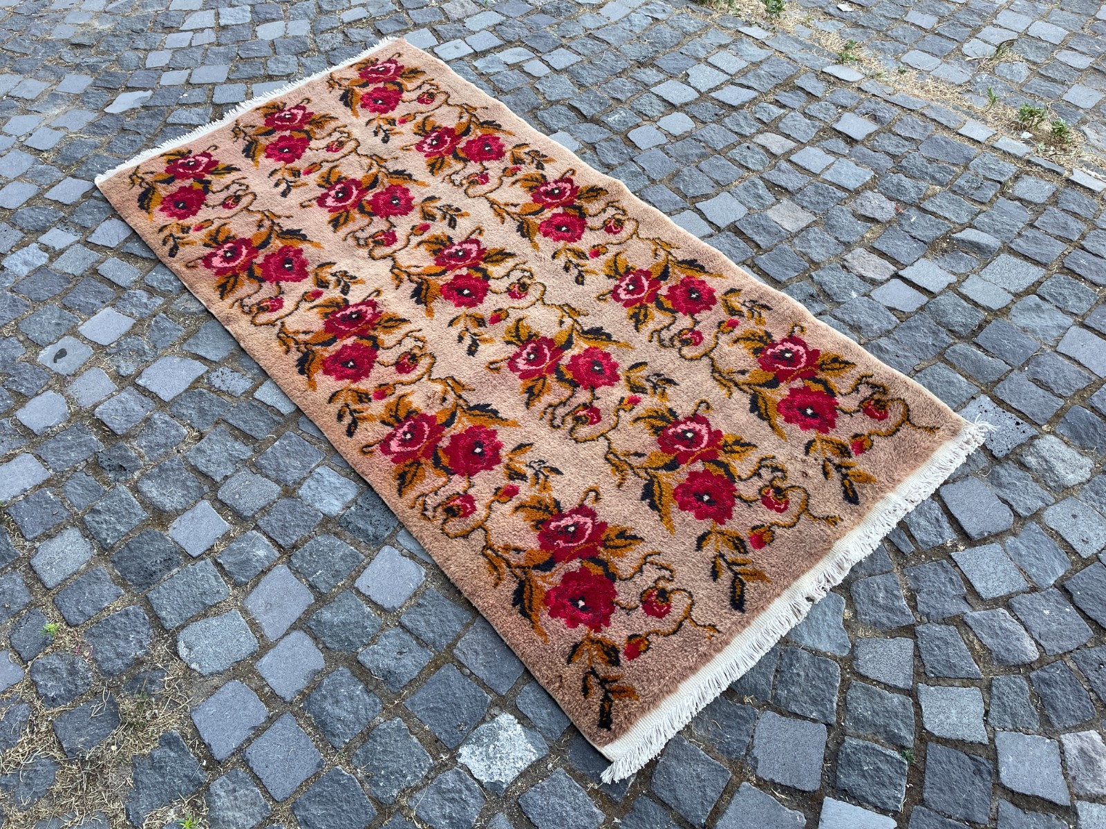 Bohemian Area Rug Handmade Wool Rug Turkish Vintage Traditional Rug 3,2 x 6,5 ft
