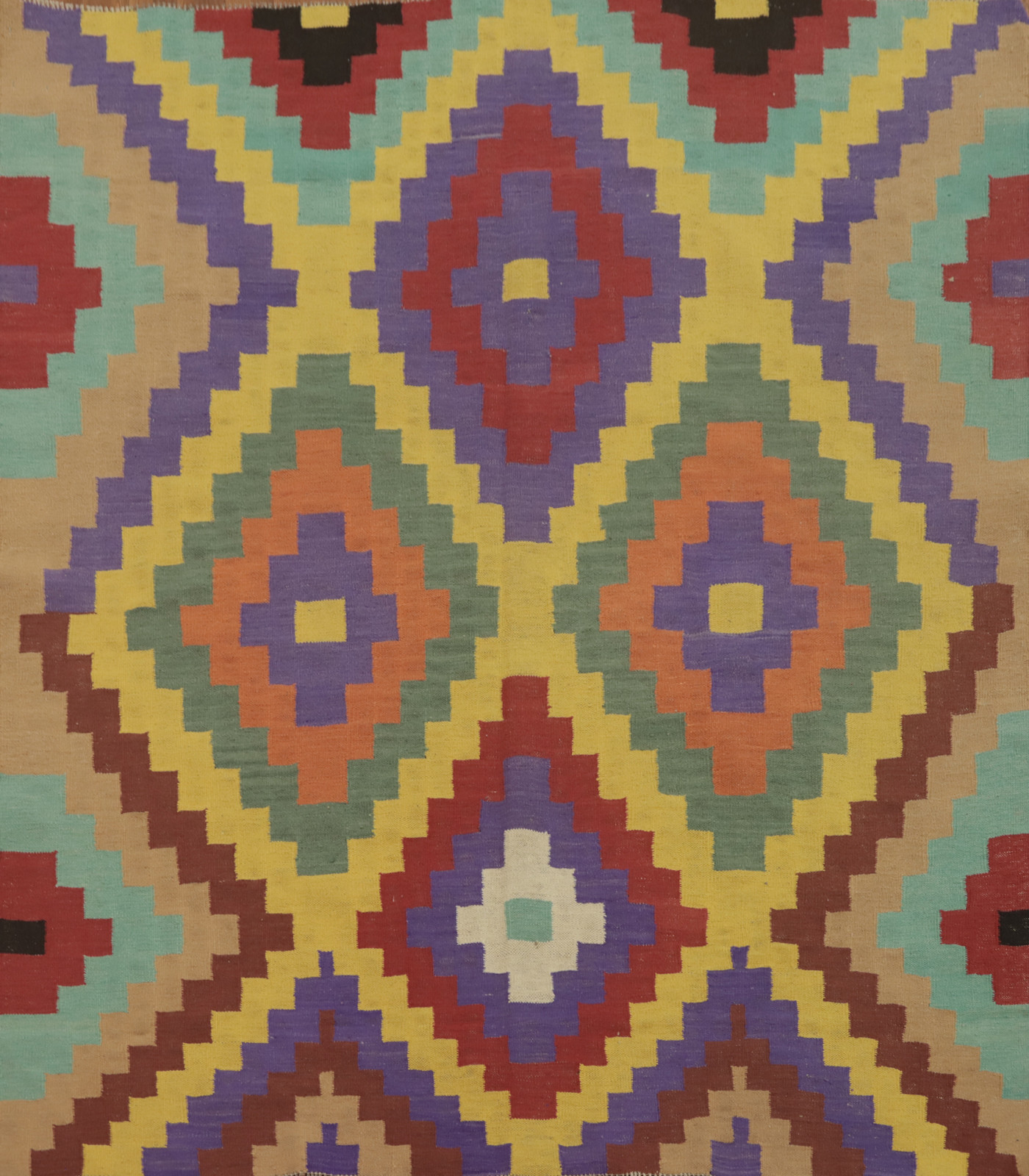 Sowth-Western Pastel Color Square Kilim Wool Oriental Reversible Area Rug 6×6