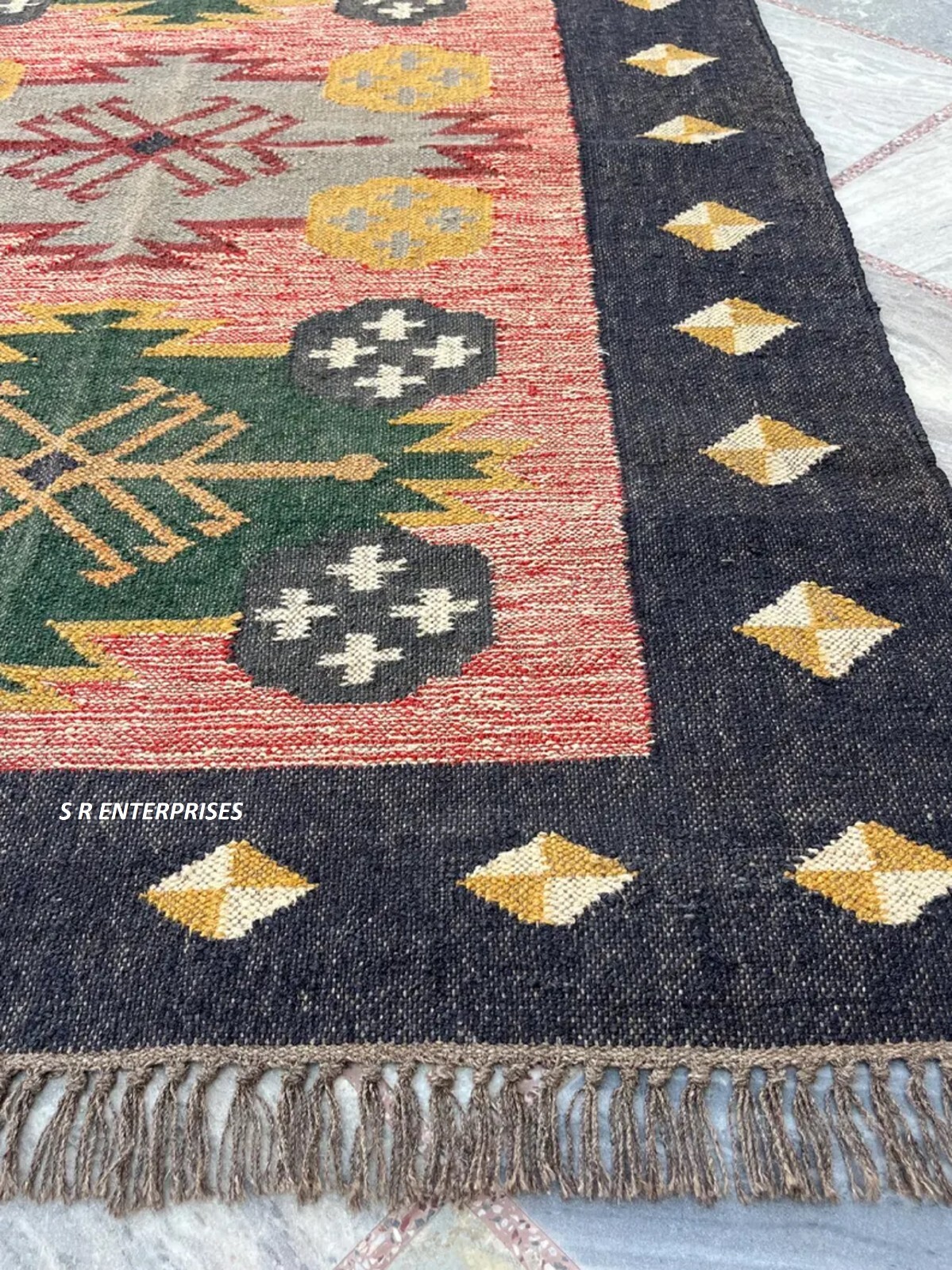 Rectangle Shape Rug Vintage Kilim Native Rug Handwoven Kilim Wool Jute Area Rug