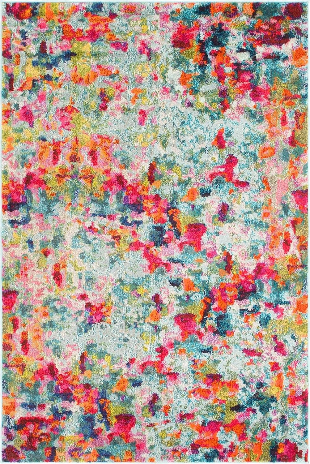 Chromatic Collection Area Rug – Champagne (4′ 1″ X 6′ 1″ Rectangle, Multi/ Blue)