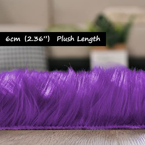 Small Rug 2×3 Rug Fluffy Rug Washable Faux Sheepskin 2X3 FT Rectangle Purple