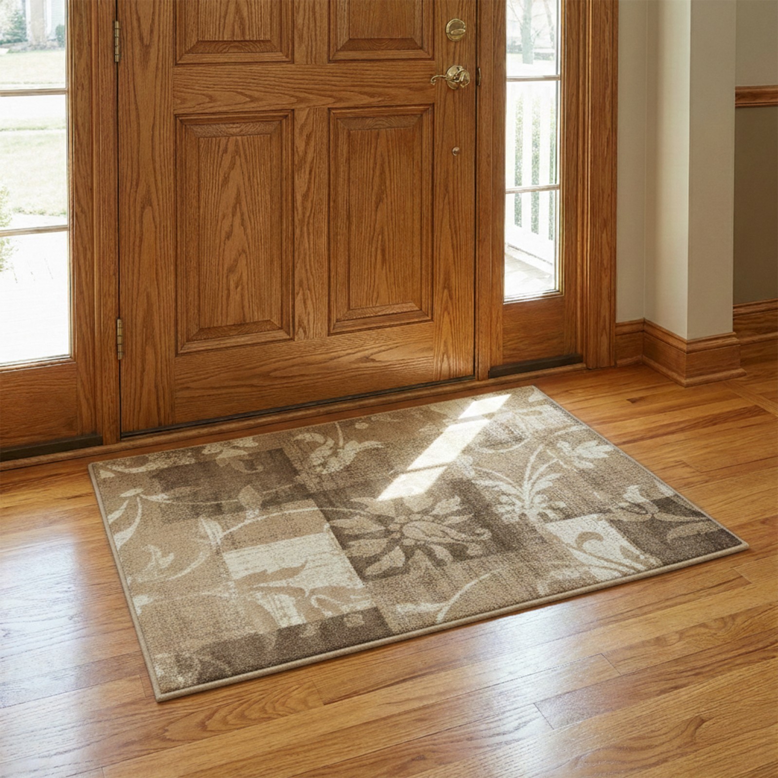 Geometric Patchwork Floral Antistatic Stain Resistant Indoor Area Rug or Runner