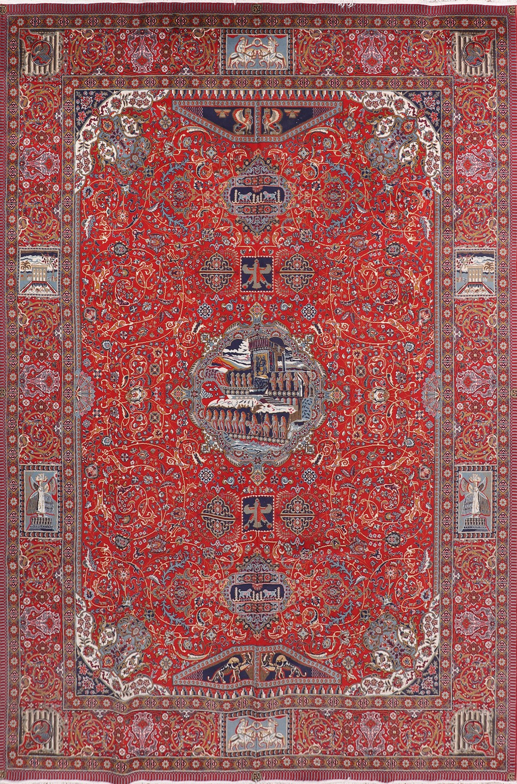 Historical Design Turkish Area Rug 10×13 Classic Red Oriental Dining Room Carpet