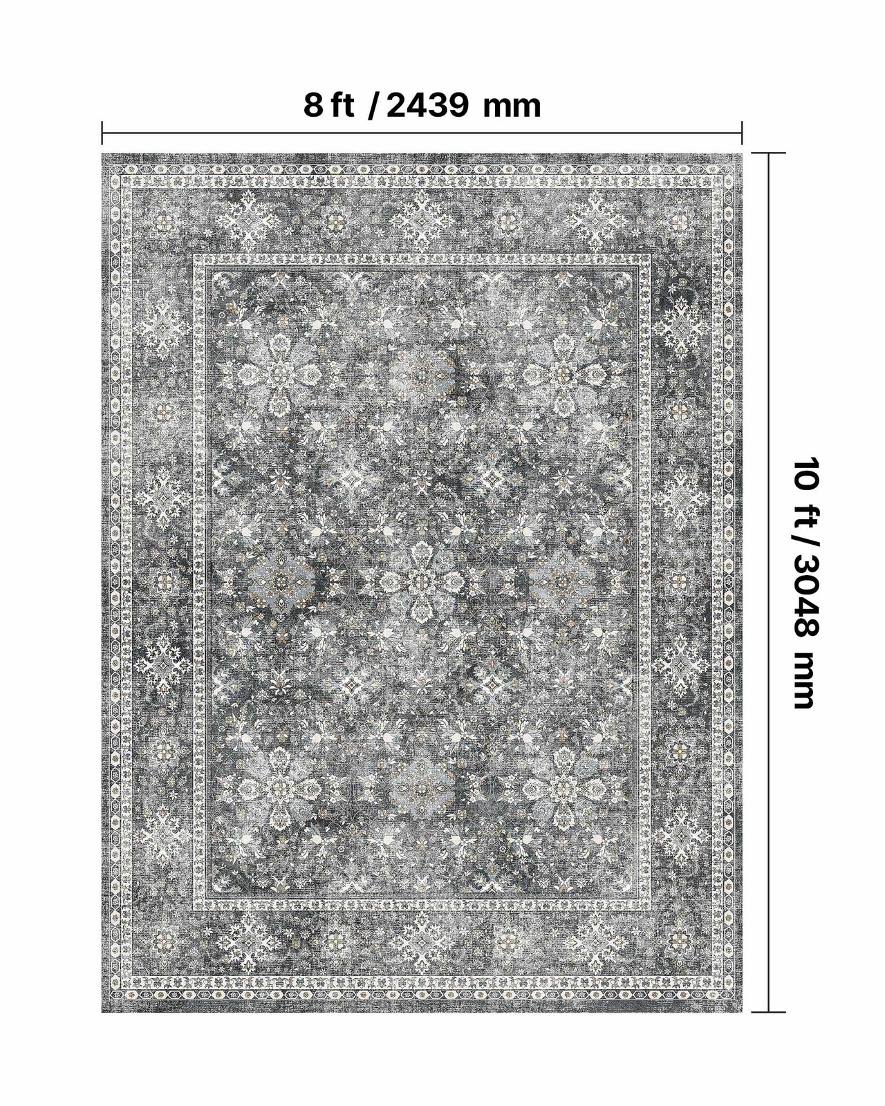 8 x 10ft Area Rug Floor Mat Indoor Carpet Washable Vintage Throw Rugs Anti Skid
