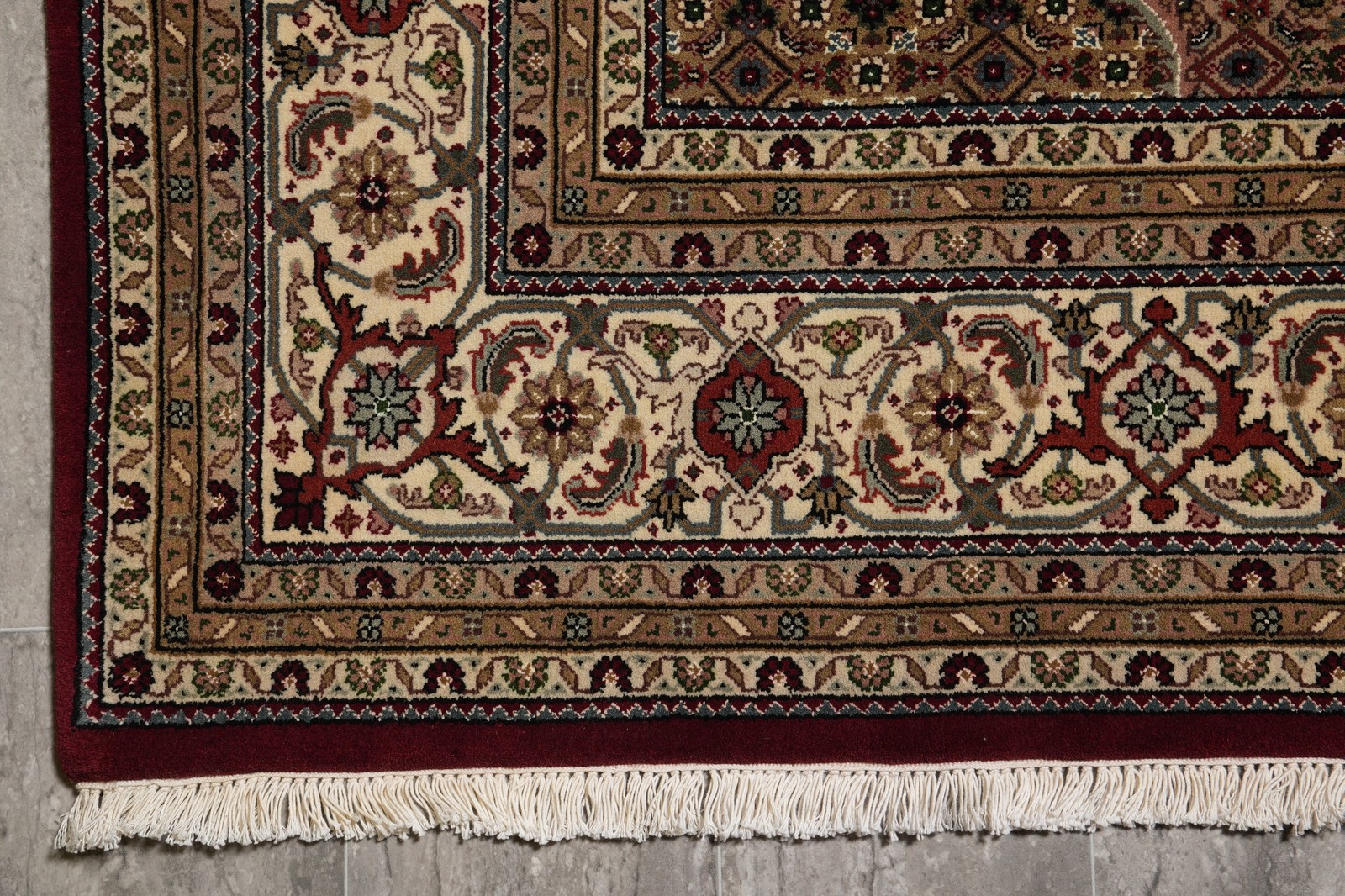 6.6 x 9.10 High Wool and Silk Tabriiz Mahii Herrati Rug Ruby Burgundy #PIX-28994