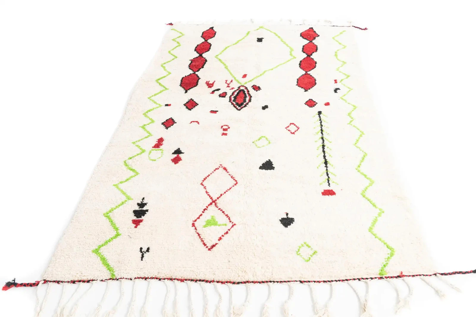 Modern Design Moroccan Rug Color Black, Red, Green Handmade Carpet Rug