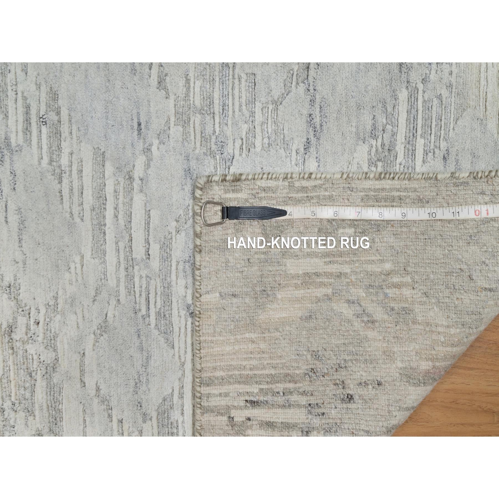 2’x3′ Medium Gray Undyed Natural Wool Modern Design Hand Knotted Mat Rug R91274