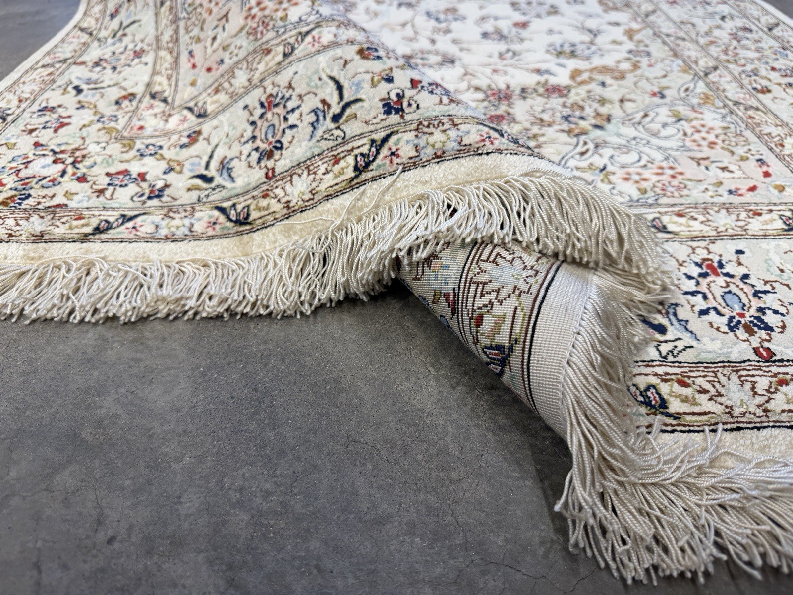3×5 Luxurious Fine Hand-Knotted 100% Silk Persiane Qume Rug Handmade Beige