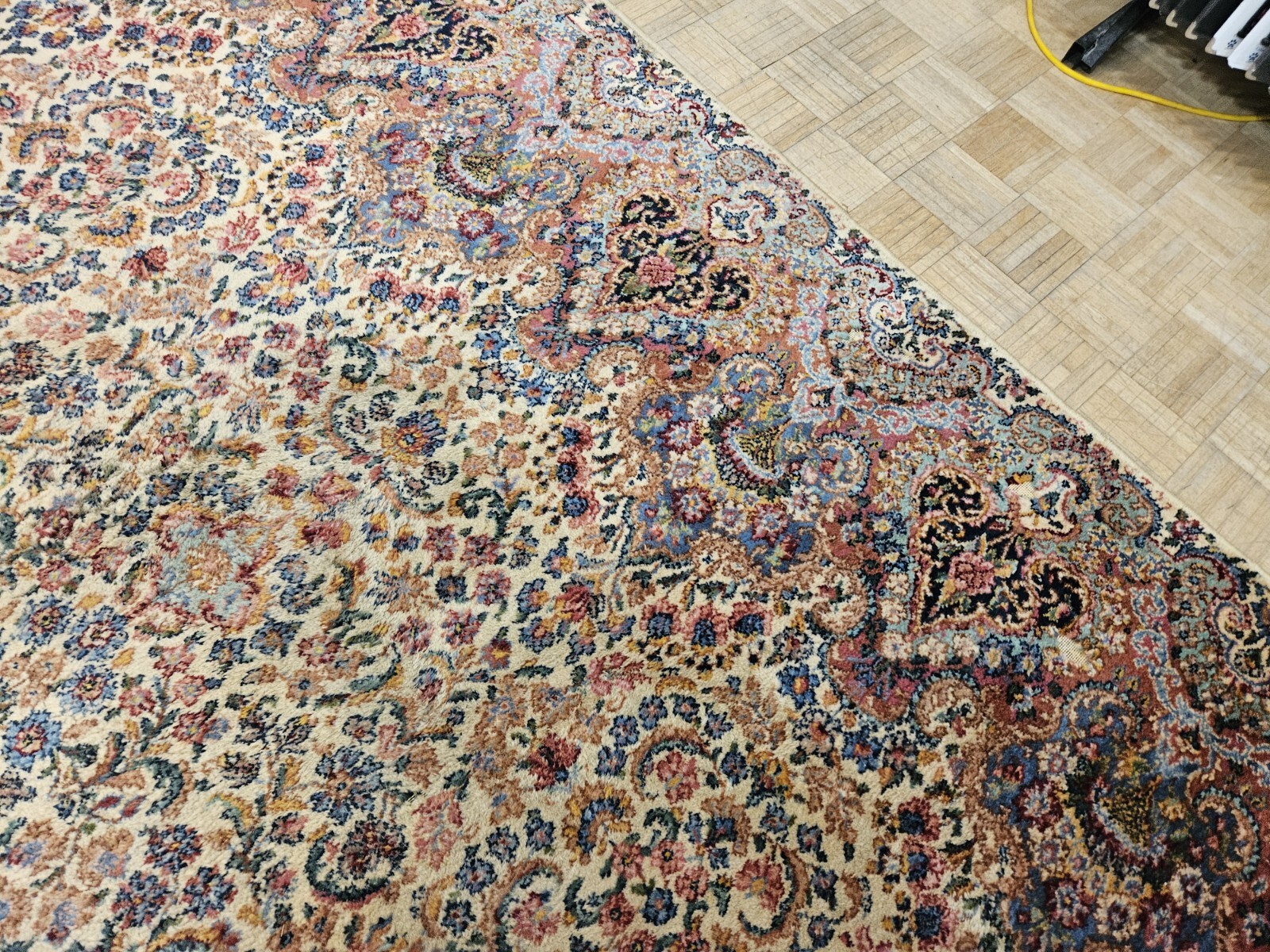 10×14 KARASTAN ANTIQUE IVORY FLORAL KIRMAN 700 -759 100% WOOL RUG