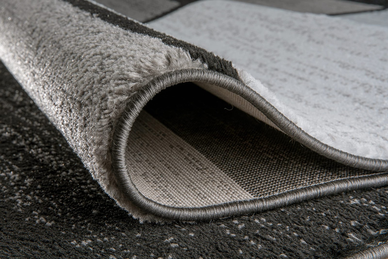 Contemporary Grey Rectangular Area Rug 710X102 Elegant Box Pattern Durable