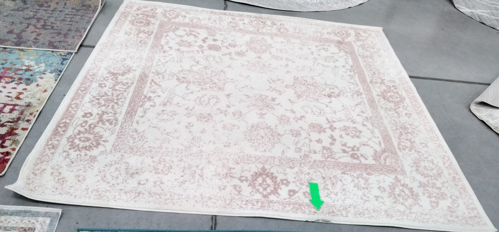 IVORY / ROSE 7′ X 7′ Square Stained Rug, Reduced Price 1172758652 ADR109H-7SQ