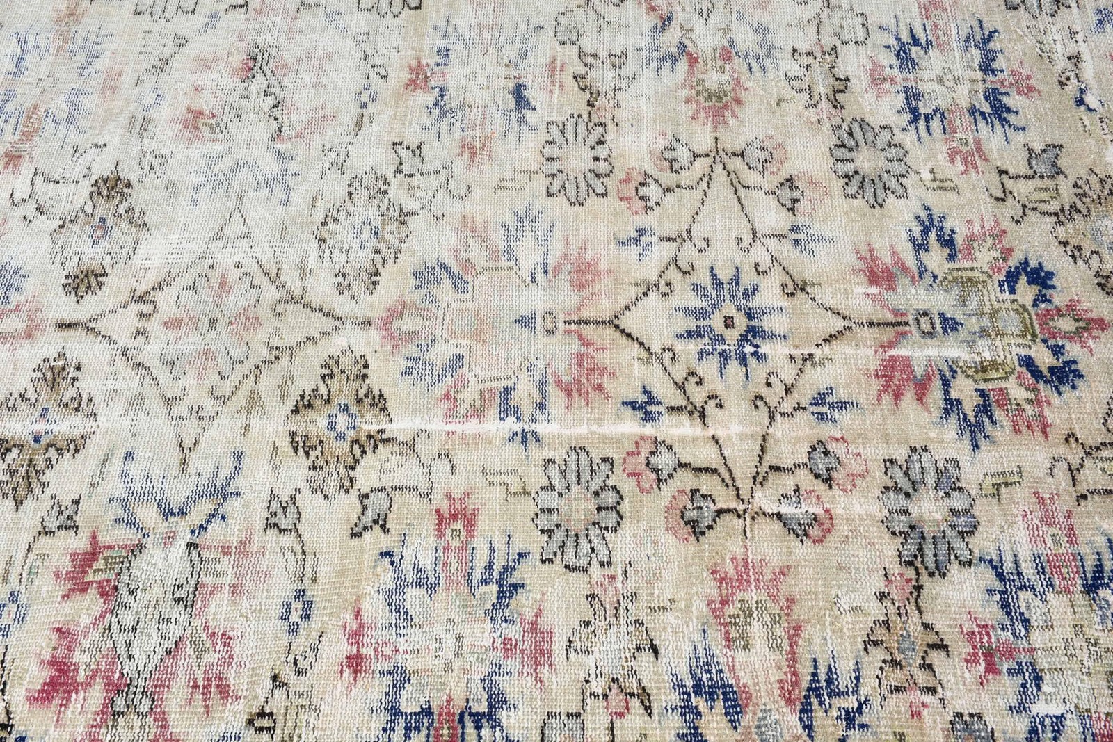 5,9×5,9 ft Rug, Vintage Turkish Area Rug, Blue Wool Rug