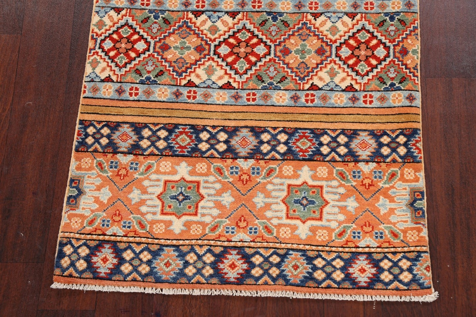 Boho Kazak Oriental Accent Rug 3×4 Hand-knotted Wool Geometric Pattern for Foyer