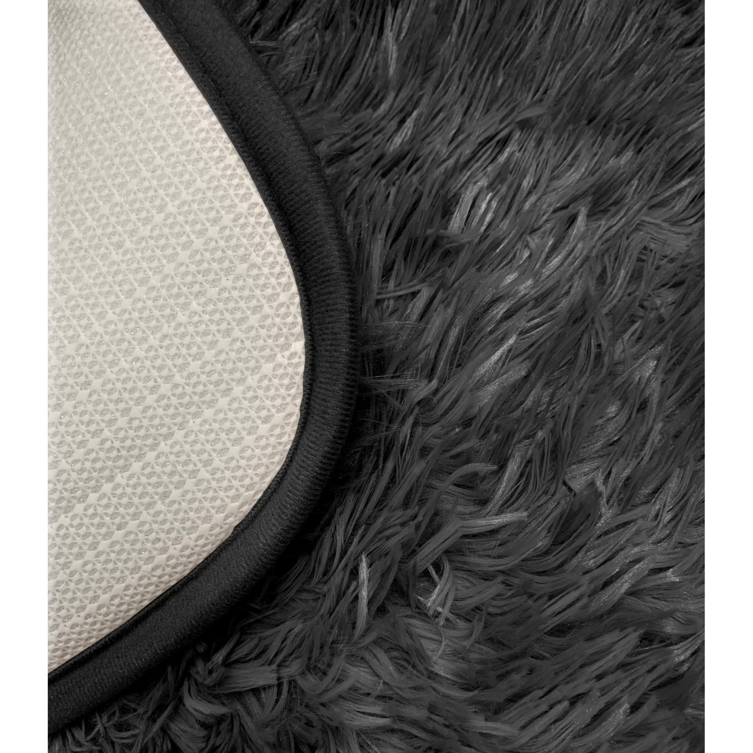 Mainstays Solid Black Fluffy Shag Faux Fur Area Rug, 36 in x 56 in