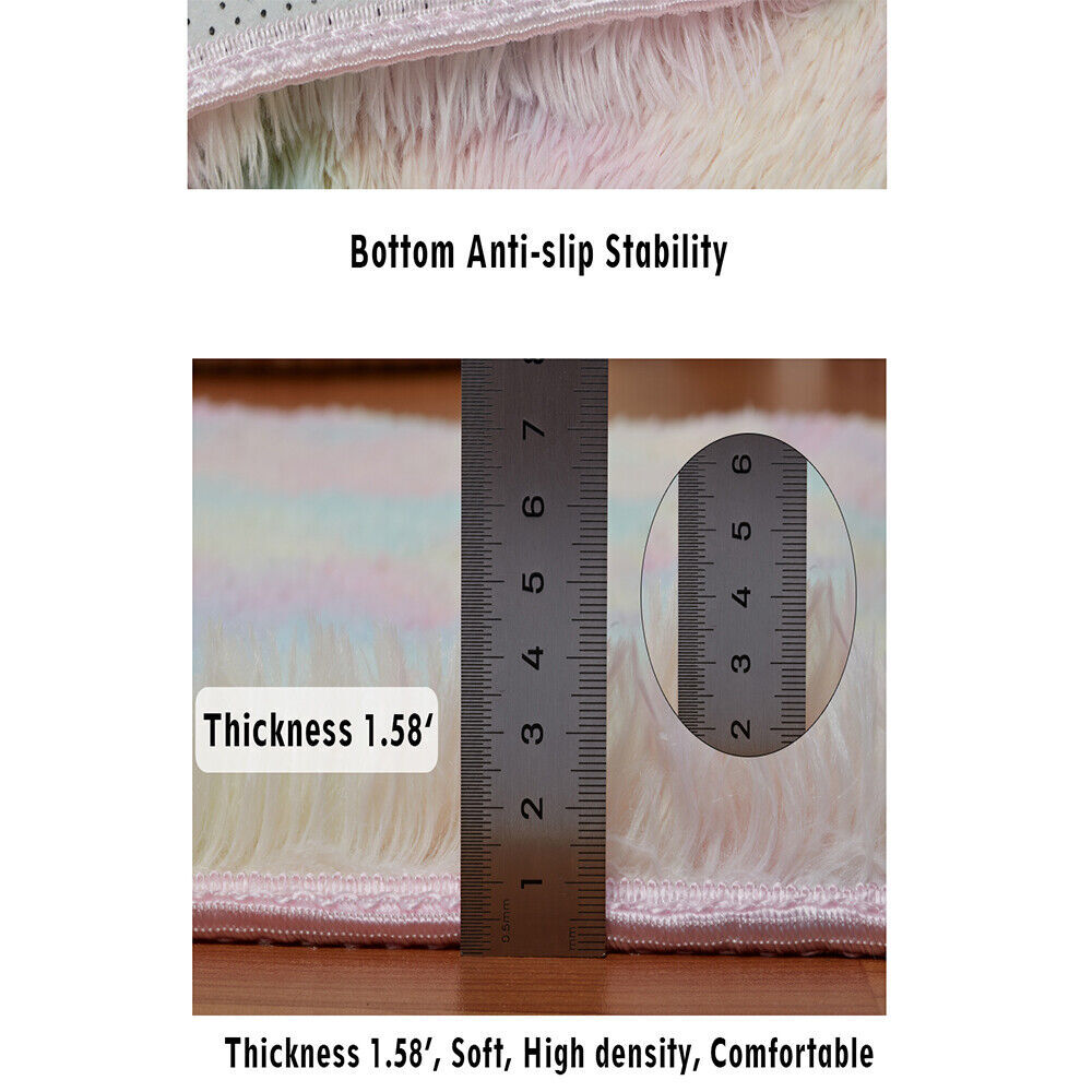New Fluffy Living Room Rugs Anti-Slip Plush Carpet Mat Floor Bedroom Rug Pad