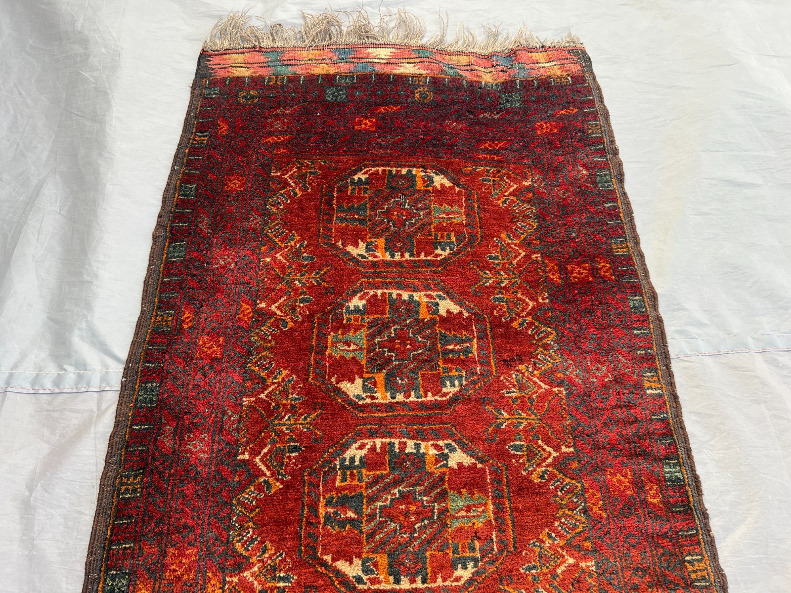 1’10×6’7 ft Antique Turkoman Tekke Runner – Hand Knotted Wool Tribal Red Rug