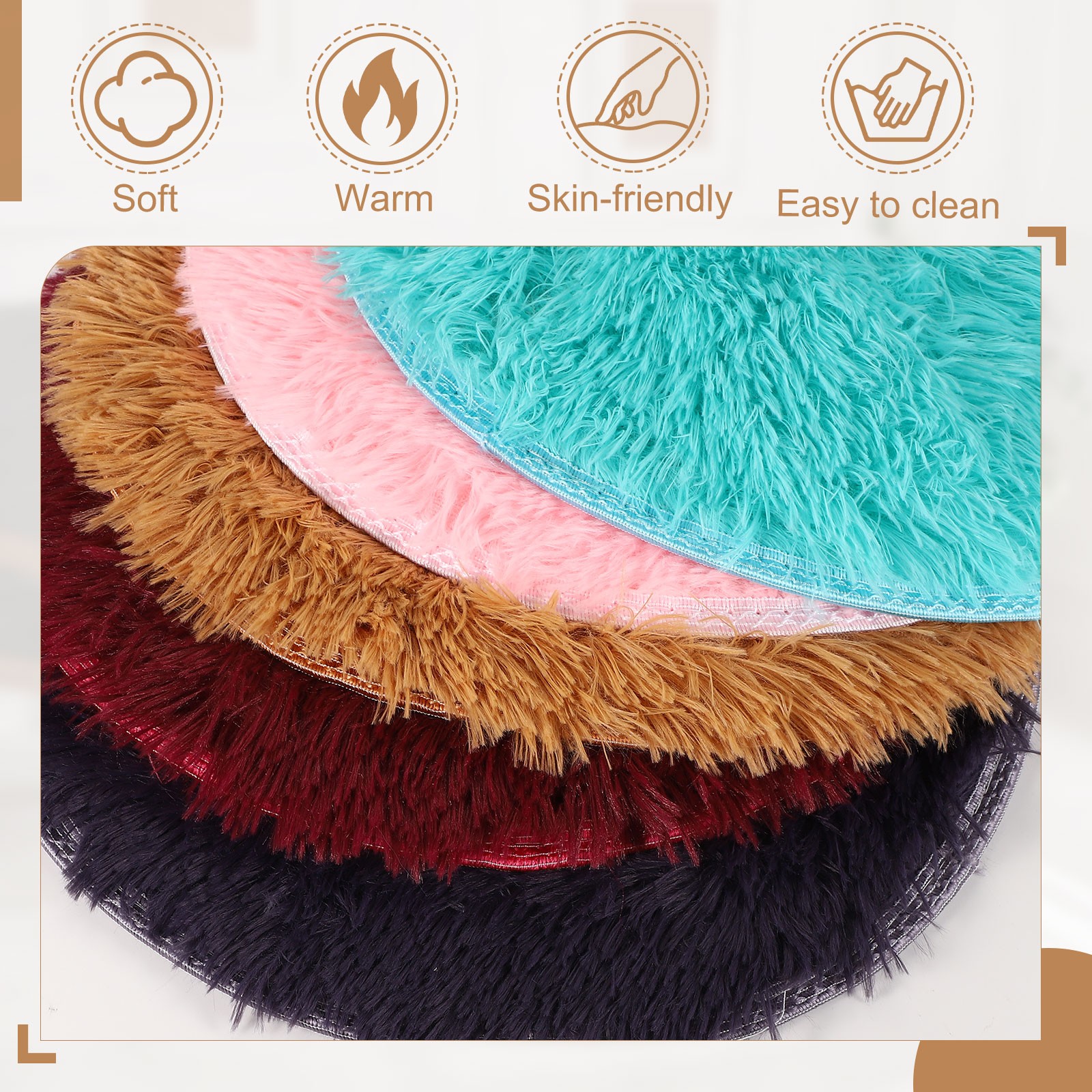 Round Rugs for Bedroom 1.2ft Circle Area Rug Round Fluffy Carpet Gray