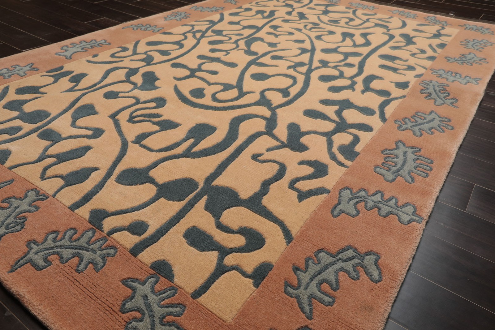 6×9 Hand Knotted Wool Beige Tibetan Contemporary Plush Pile Rug