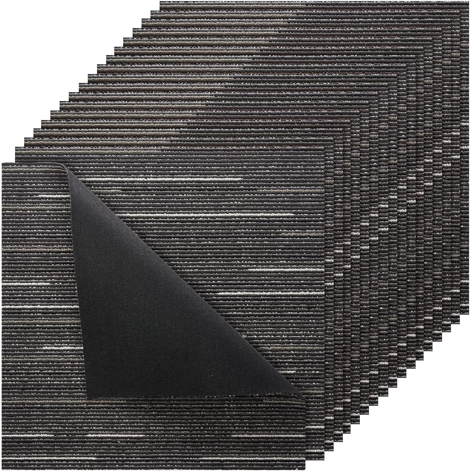 Carpet Tiles Reusable 24X24 Inch, 24 PCS Modular Carpet Square Rug, Commercial F