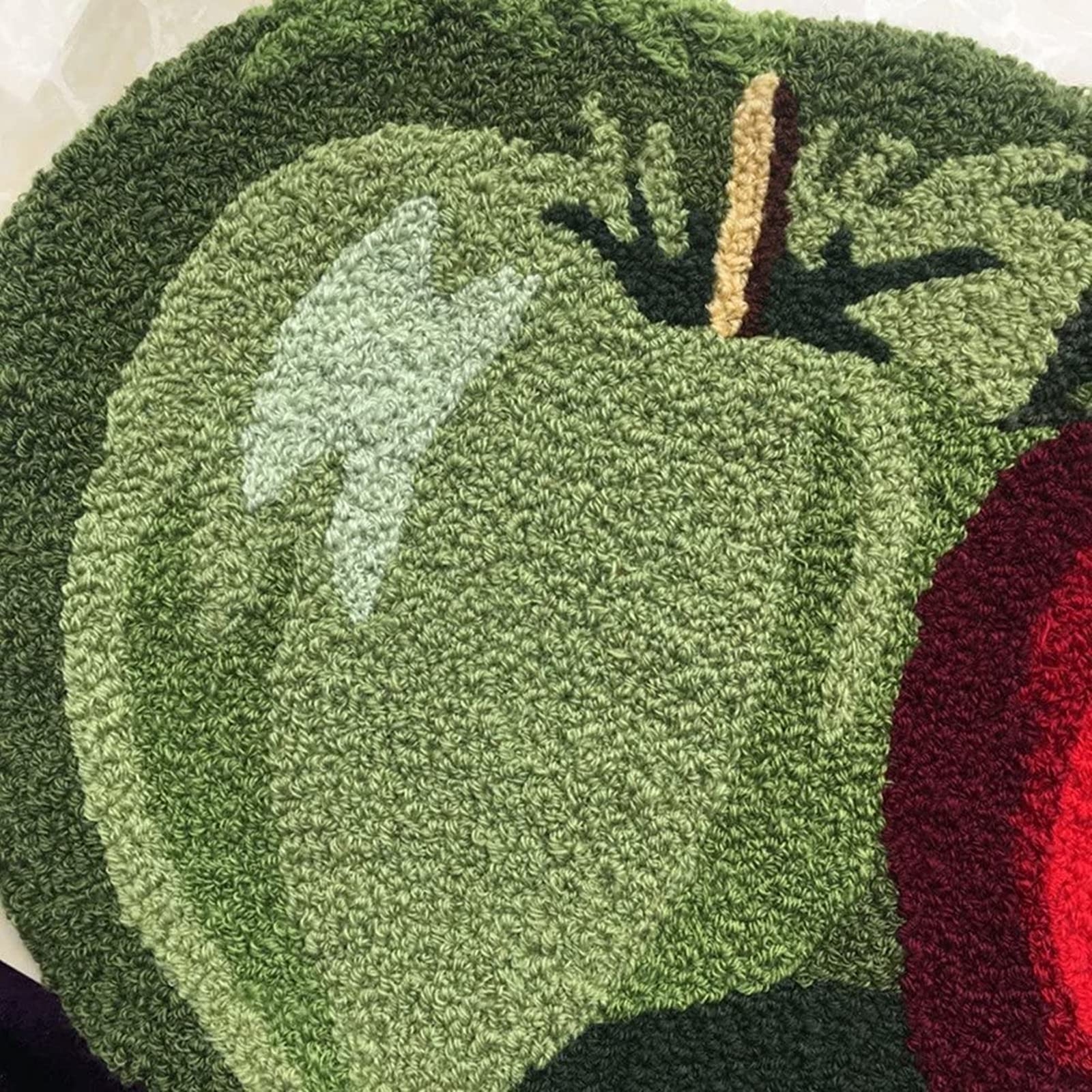MODERN FRUIT SHAPED AREA RUG RED & GREEN 17.7″ X 31