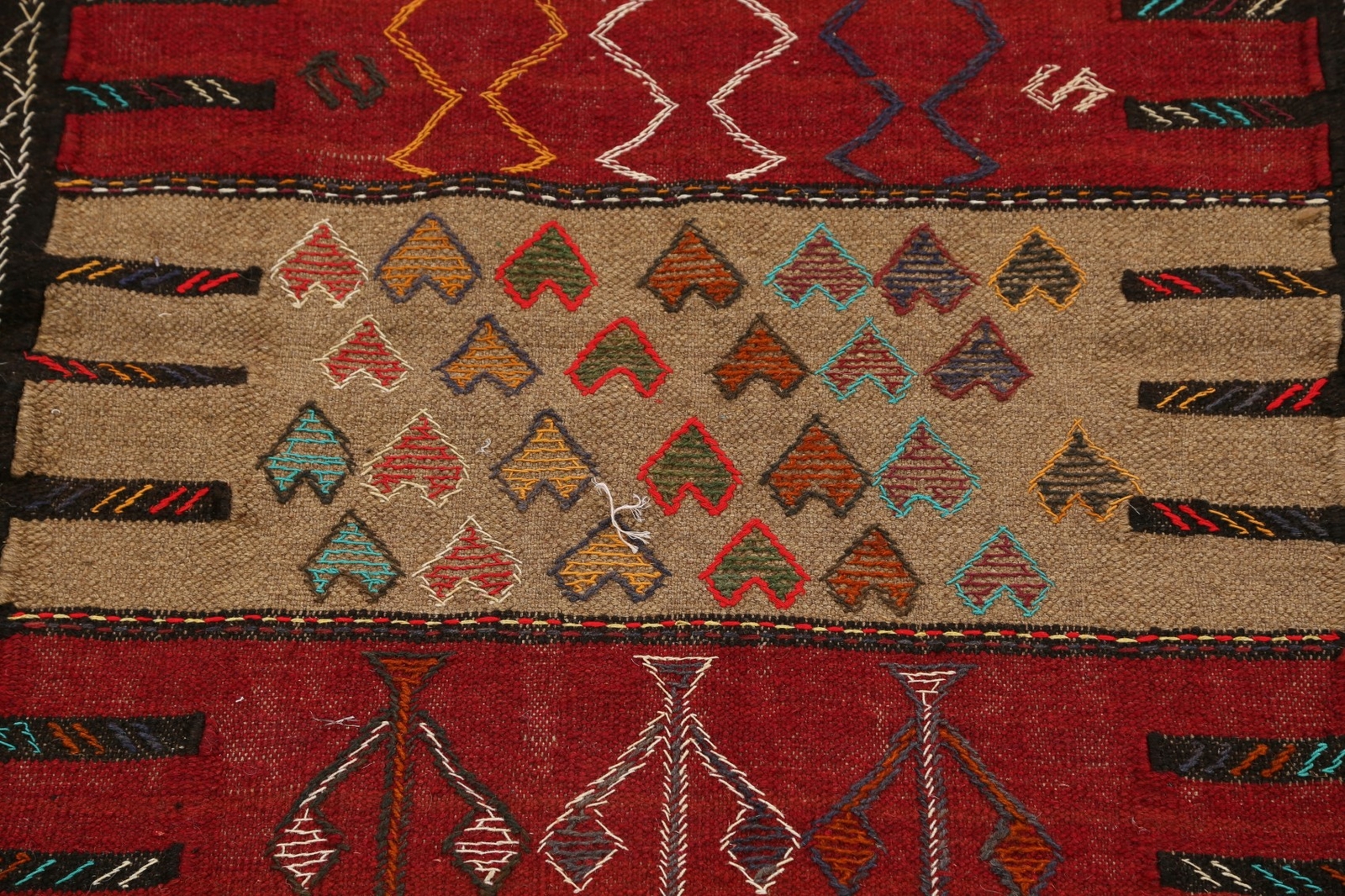Tribal Geometric Sumak Kilim Hand-woven Wool 4×6 Area Rug Oriental Foyer Carpet