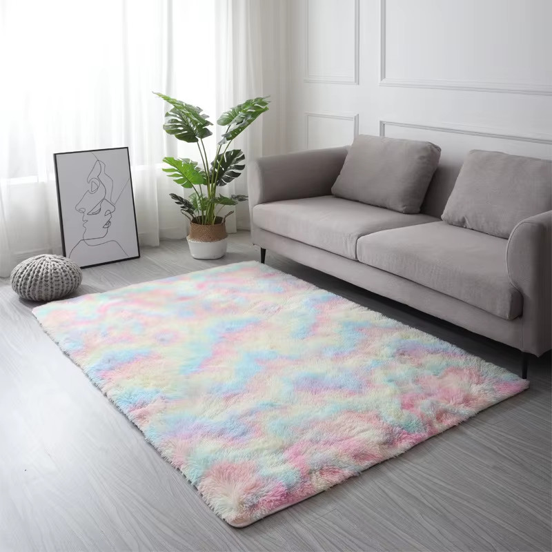 Tie Dye Plush Carpet Living Room Rug Soft Fluffy Area Rug Home Floor Mat