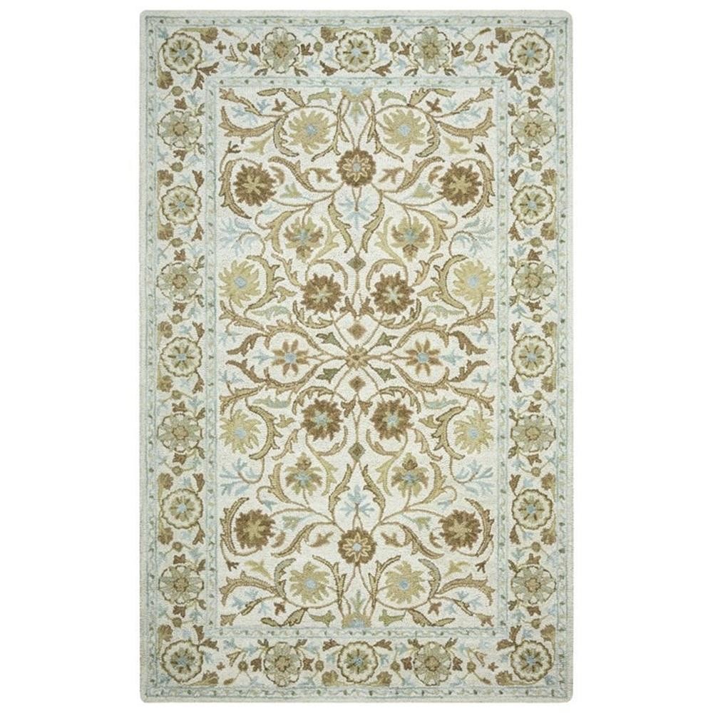Pemberly Row 6’6″ x 9’6″ Border Blue/Ivory Hand-Tufted Area Rug