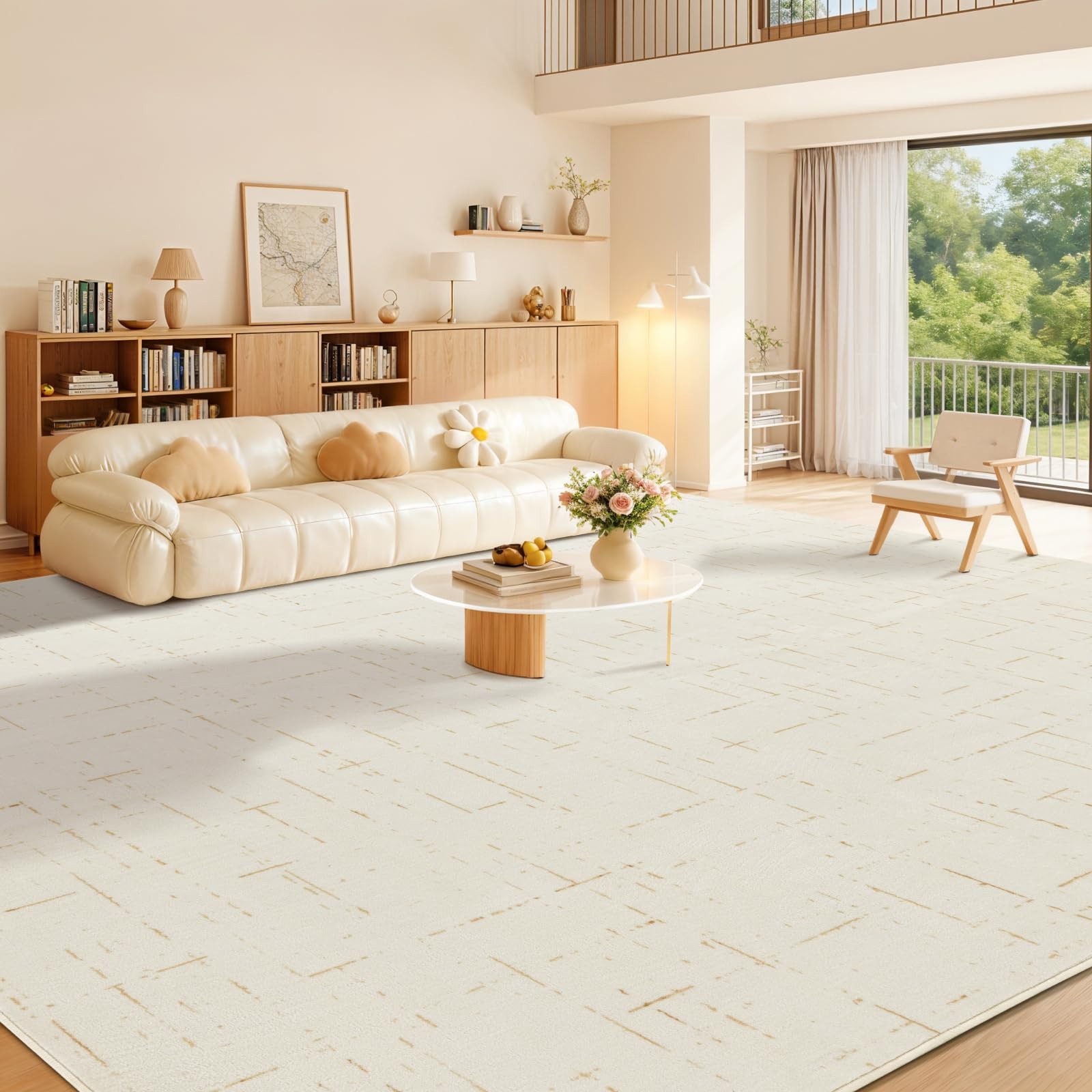LIANLAM Washable Rug Area Rugs for Living Room – Stain Resistant Non-Slip Bac…