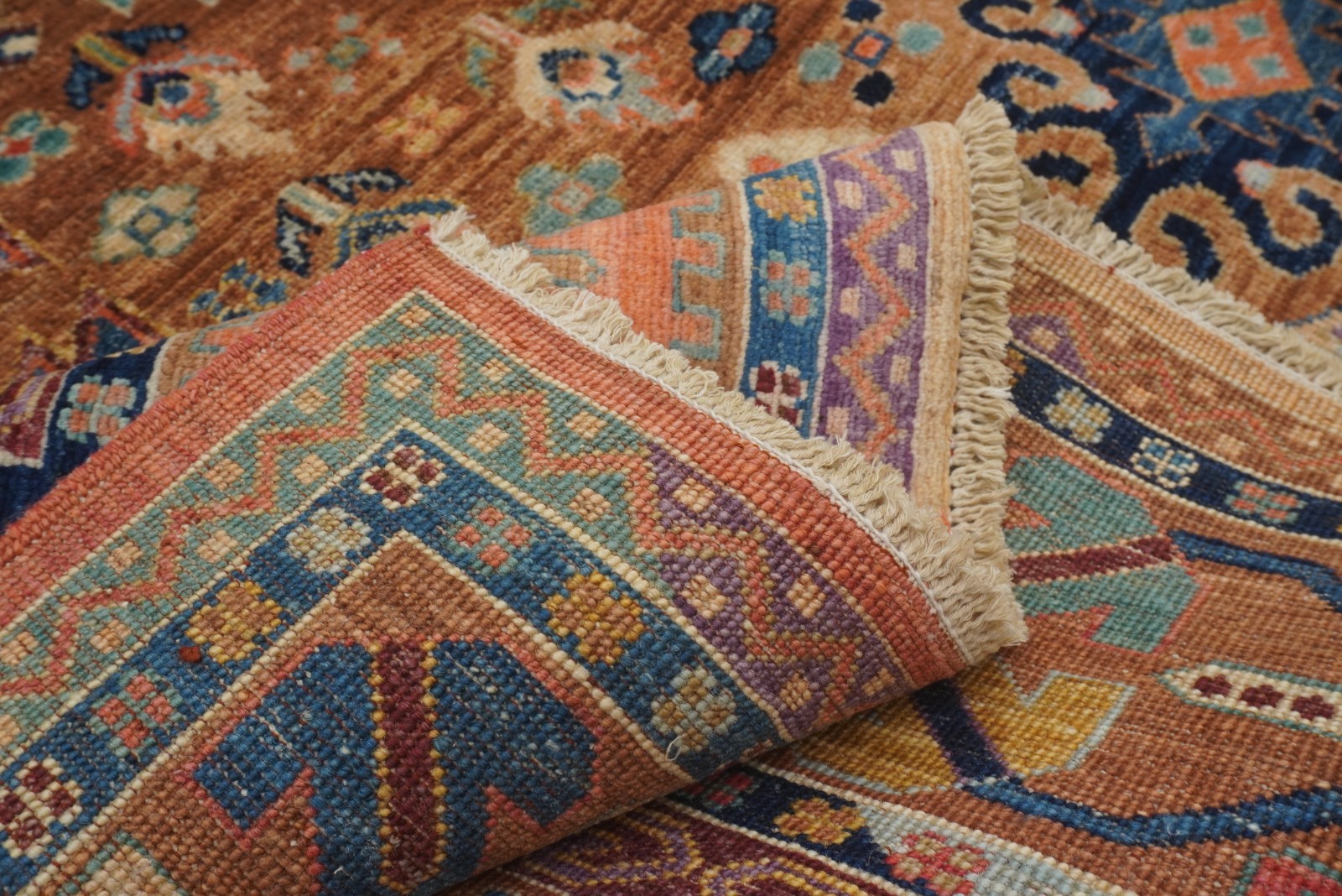 7×10 ft Brown Samarkand Afghan Hand Knotted Wool Oriental Area Rug