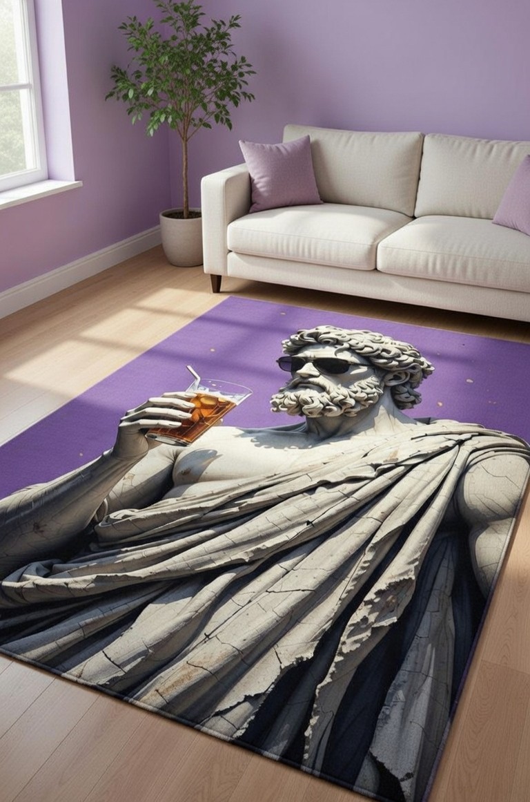 Iconic Area Rug For Living Room Bedroom Kitchen Mat, Washable Non Slip