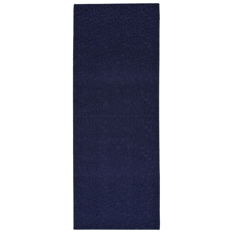 Garland Rug Ivy 3 Ft. X 12 Ft. Navy Blue Floral Solid Color Area Rug – Durable