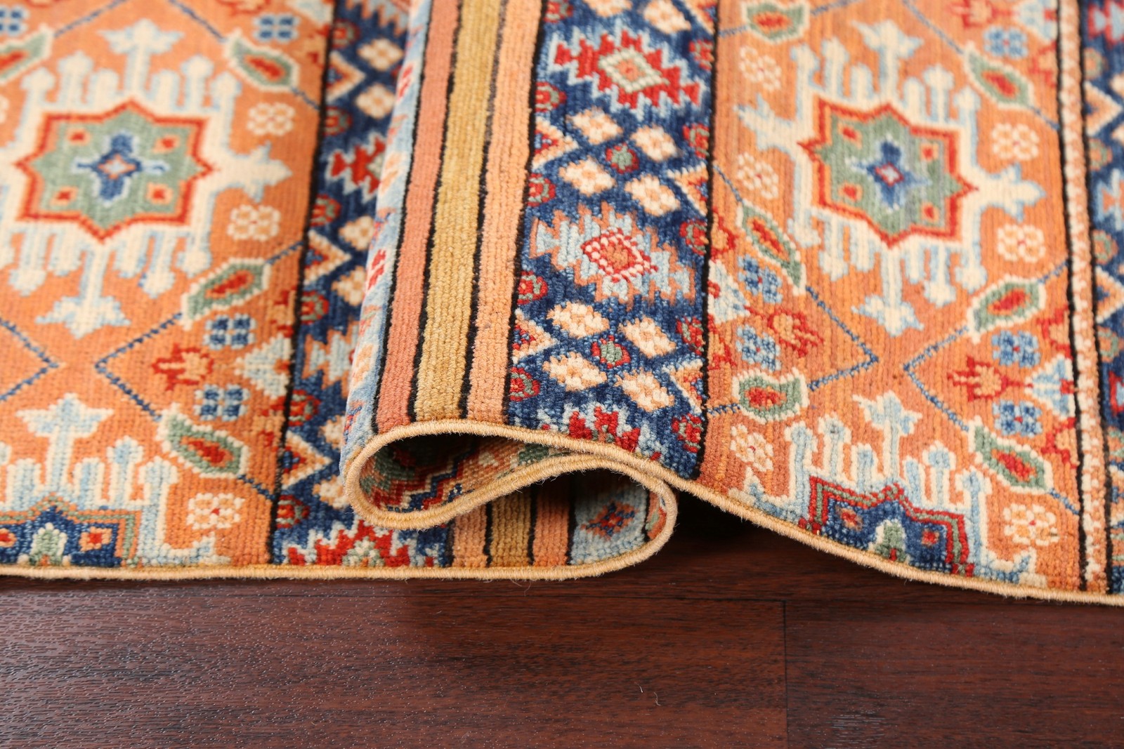 Boho Kazak Oriental Accent Rug 3×4 Hand-knotted Wool Geometric Pattern for Foyer