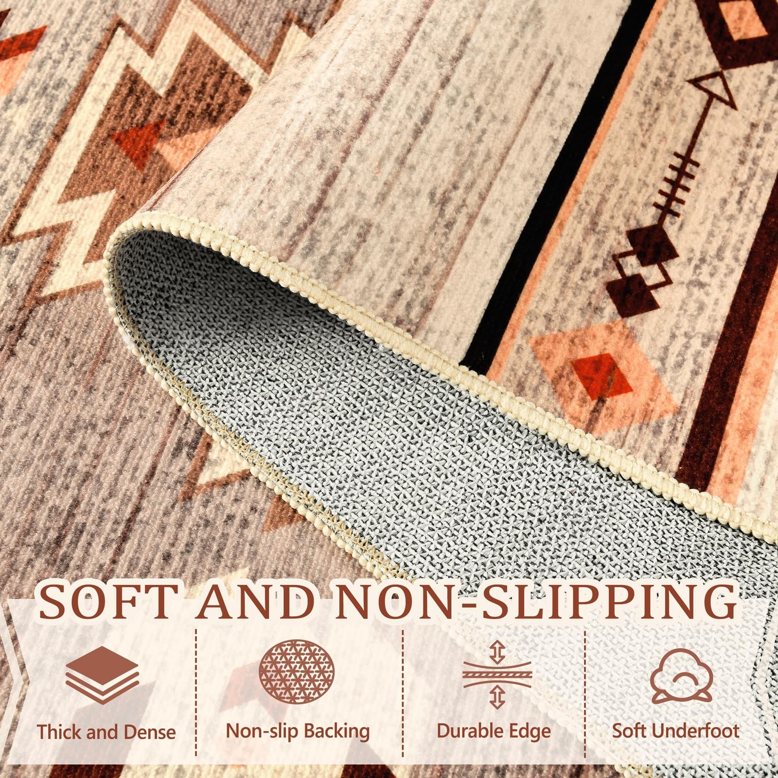 B BENRON Western Hallway Runner Rug 2 x 6, NonSlip Long Runners for Bedroom K…