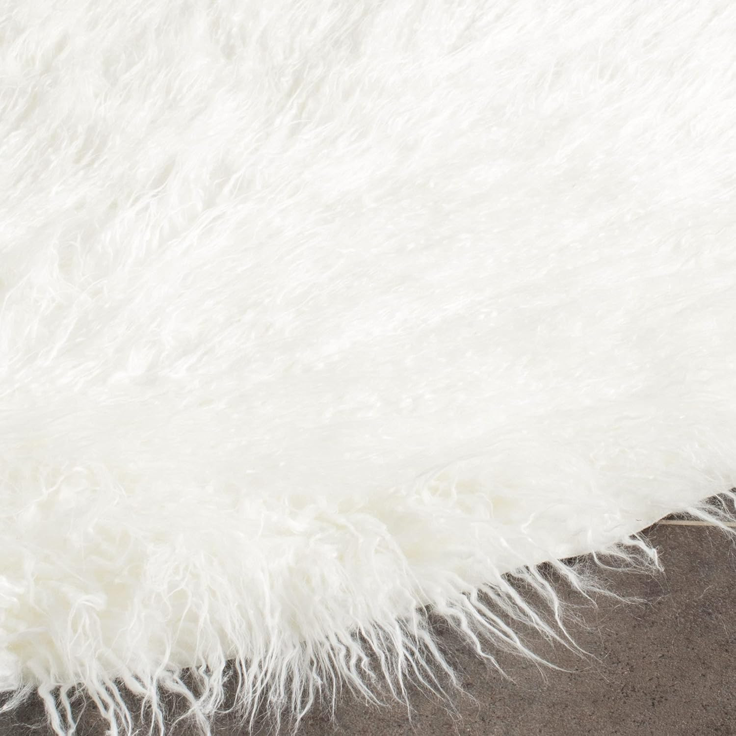 Faux Sheep Skin Collection Area Rug – 6′ X 9′, Ivory, Silken Glam Design, Non-Sh