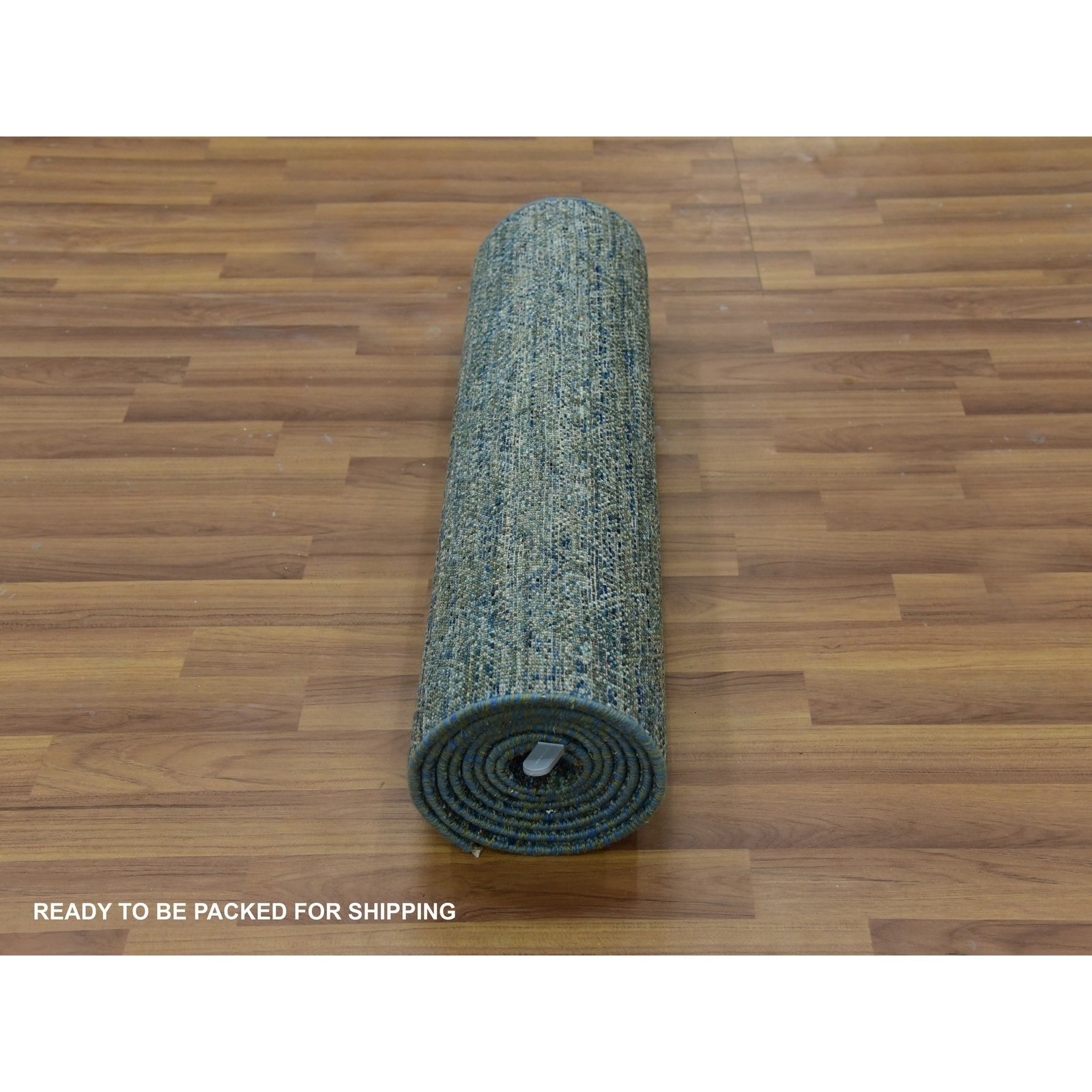 2’6″x10’1″ Green Hand Knotted Kohinoor Herrita 100% Wool Oriental Rug R79671