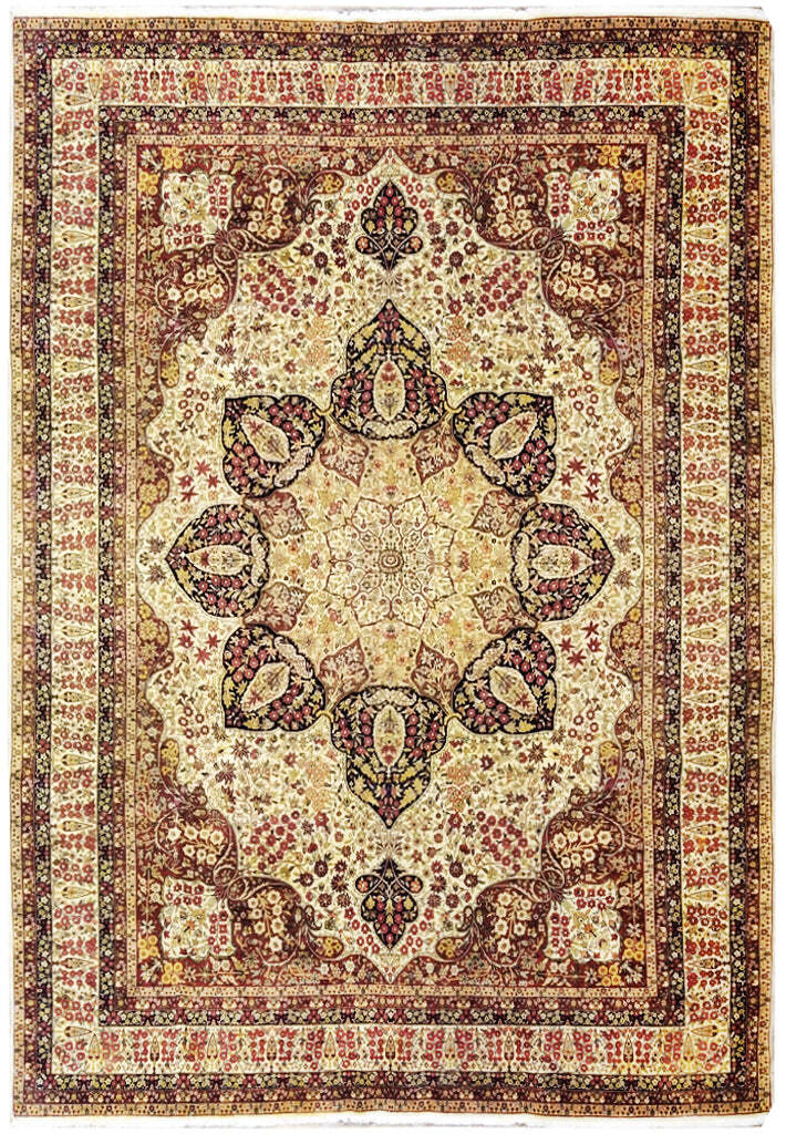 10′ x 14′ Kermmanshah Rug FINER Kashmir WOOL FINER 200 KPSI – Beige #5068