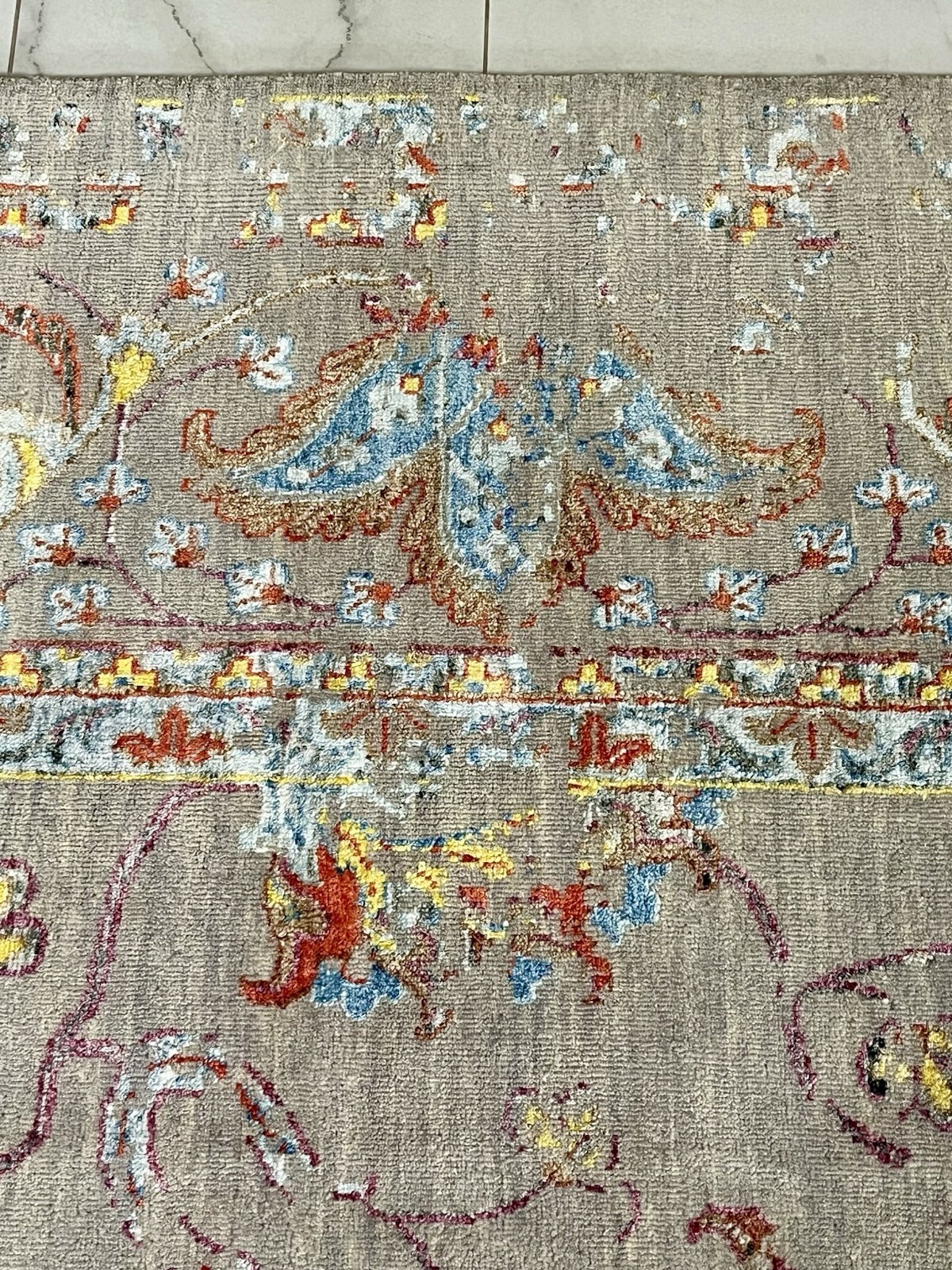 PASARGAD Transitional Abstract Floral Hand-Knotted Silk 9×12 Rug MSRP $11,132