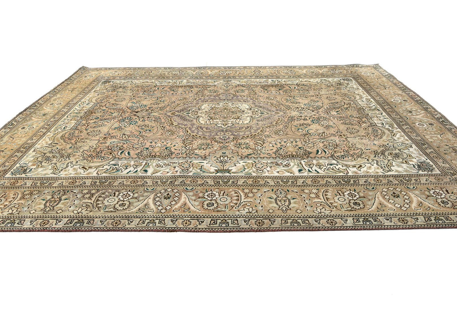 One-of-a-Kind Distressed Vintage Oriental Rug 10X13 ft Floral Medallion Carpet