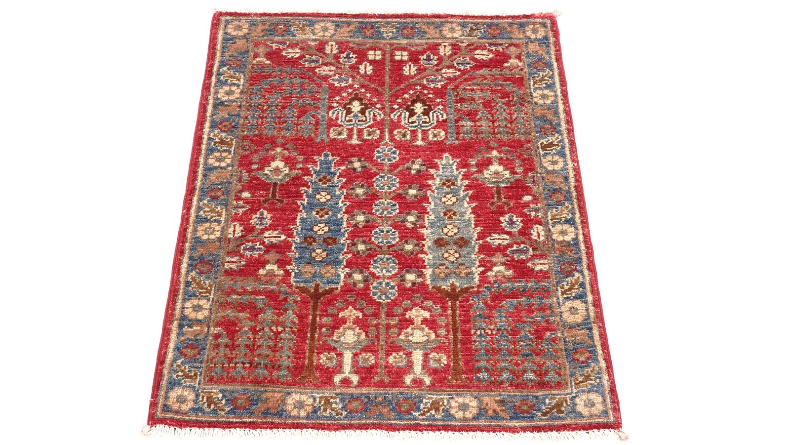 Afghan Ziegler Ariana Trees Carpet 60×90 Hand-knotted Red Floral Orient B