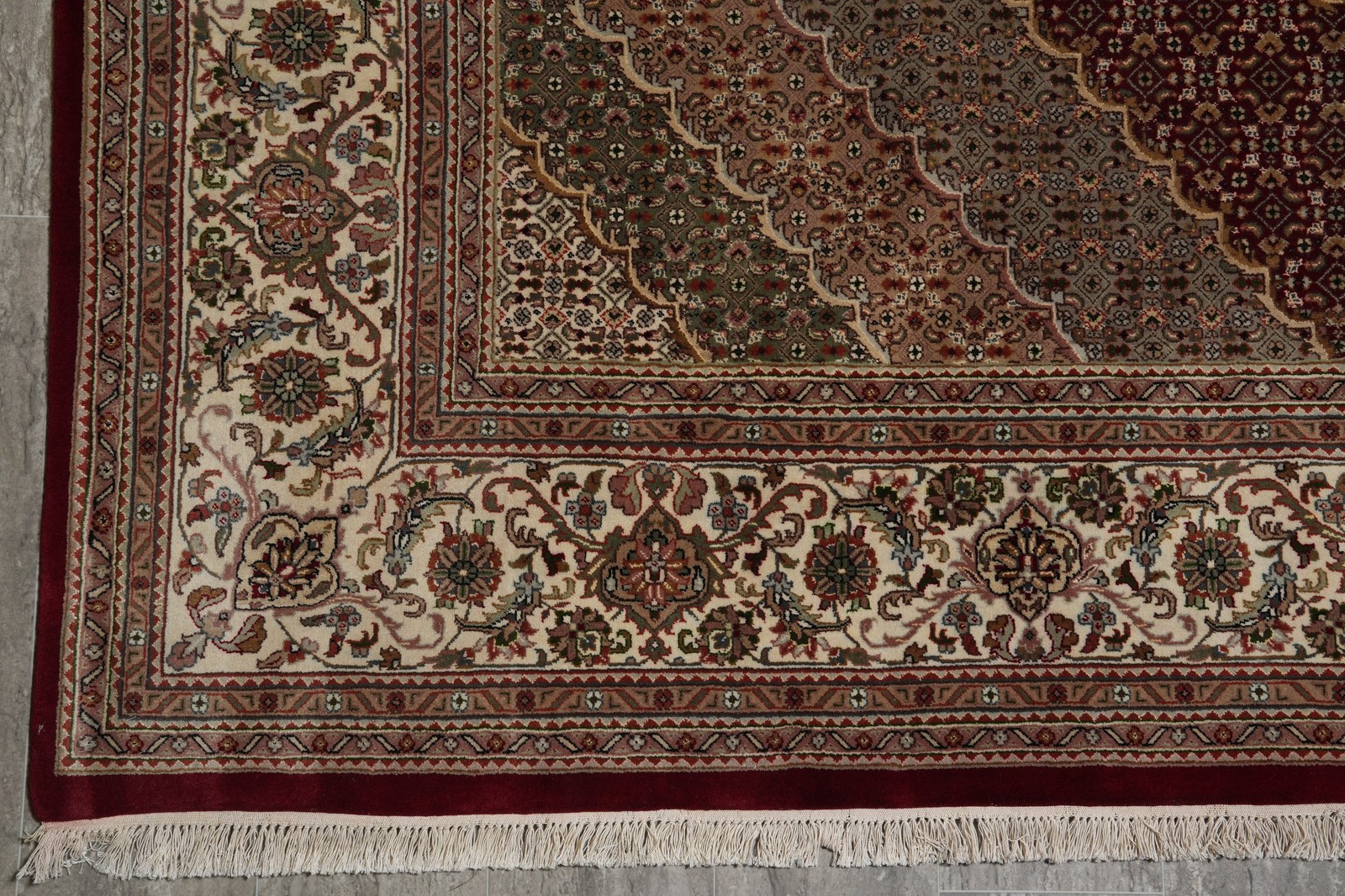 8 x 10 Hand-Knotted Traditional Wool and Silk Rug Mahii Tabriiz HEATI #F-3086