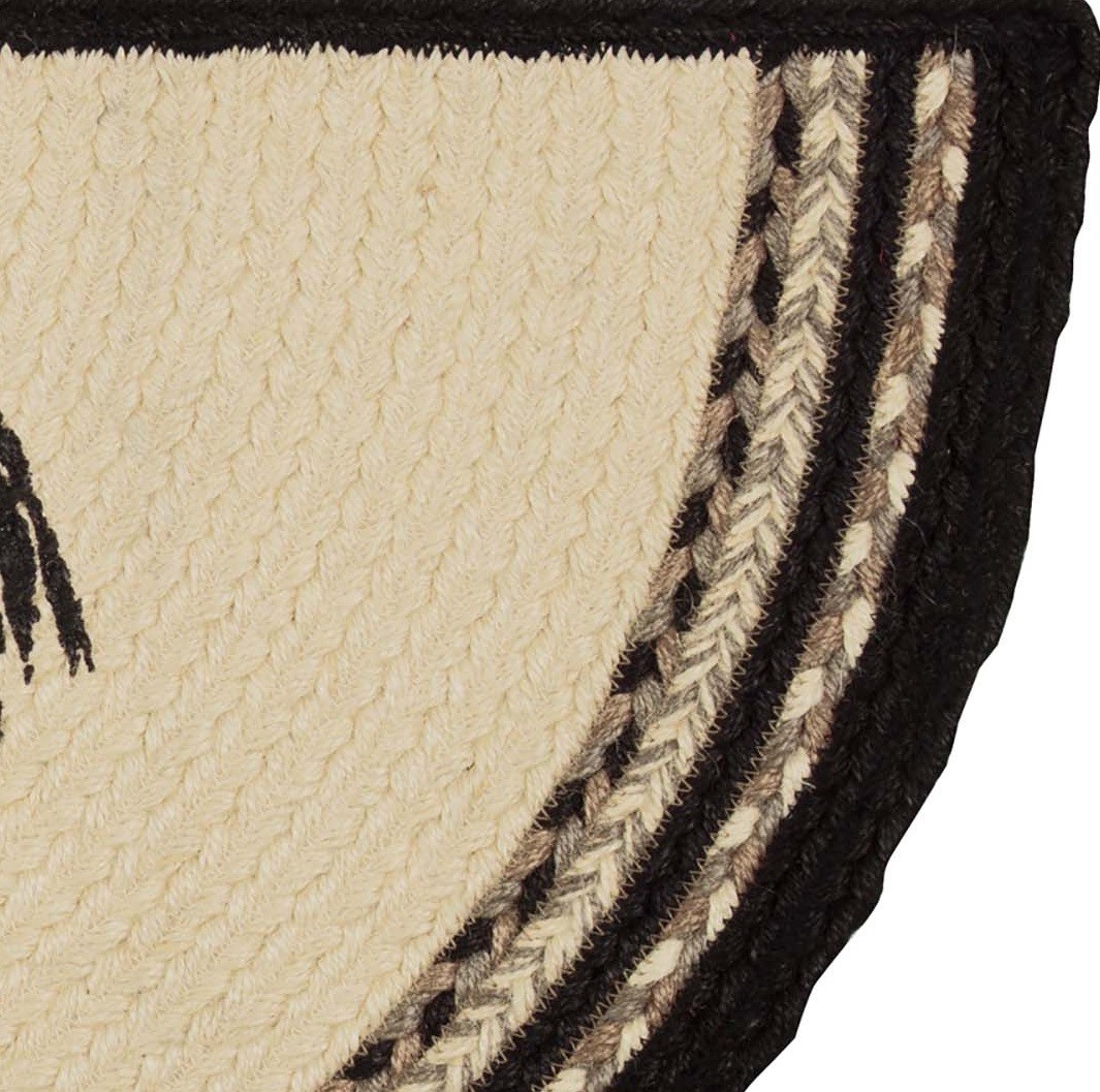 Braided Rooster Hearth or Doorway Rug Half Circle w/ Nonslip Pad 33″ Sawyer Mill