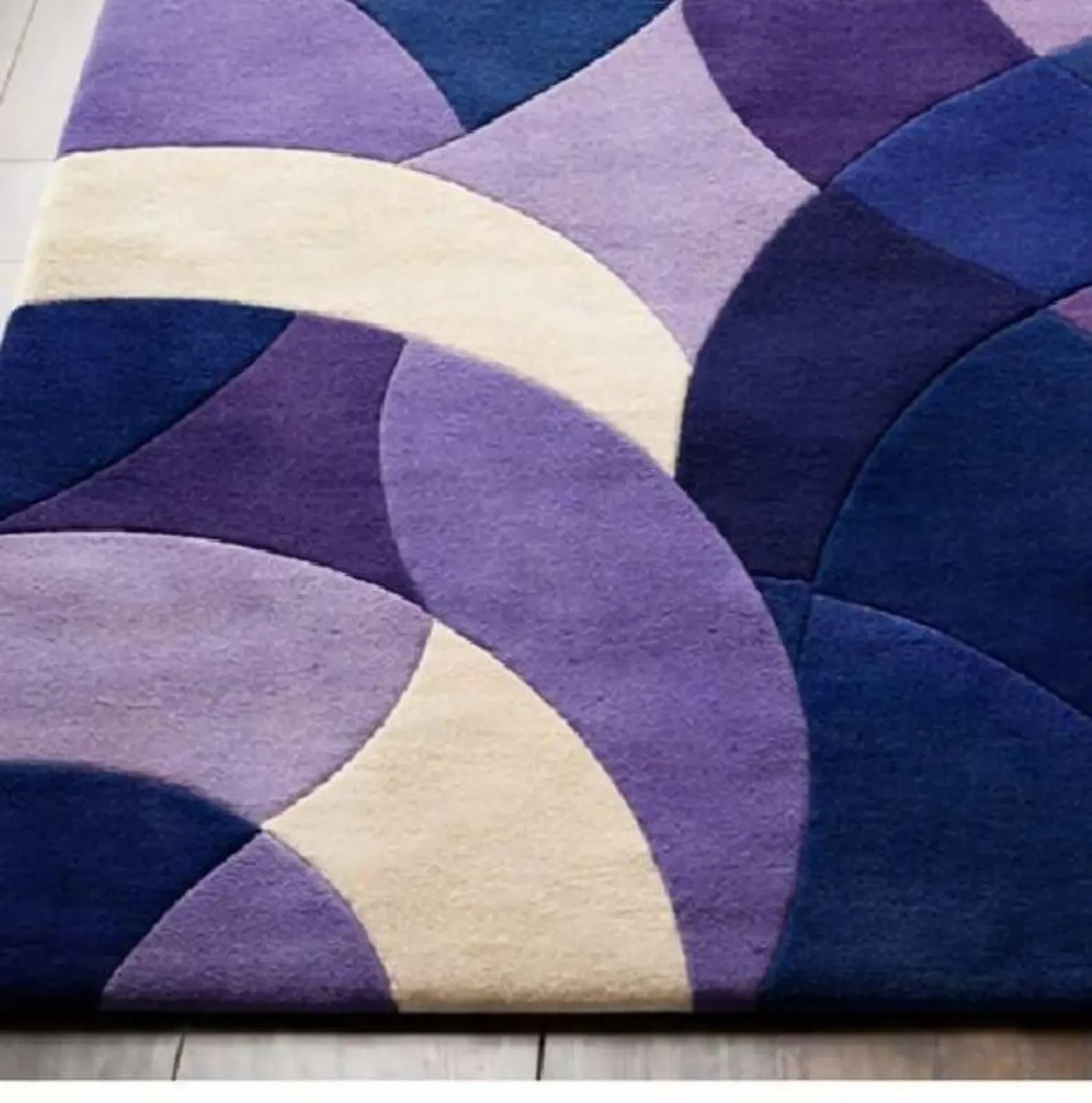 Hand Tufted Purple Blue Geometric Abstract Wool Living Room Area Carpet Rug