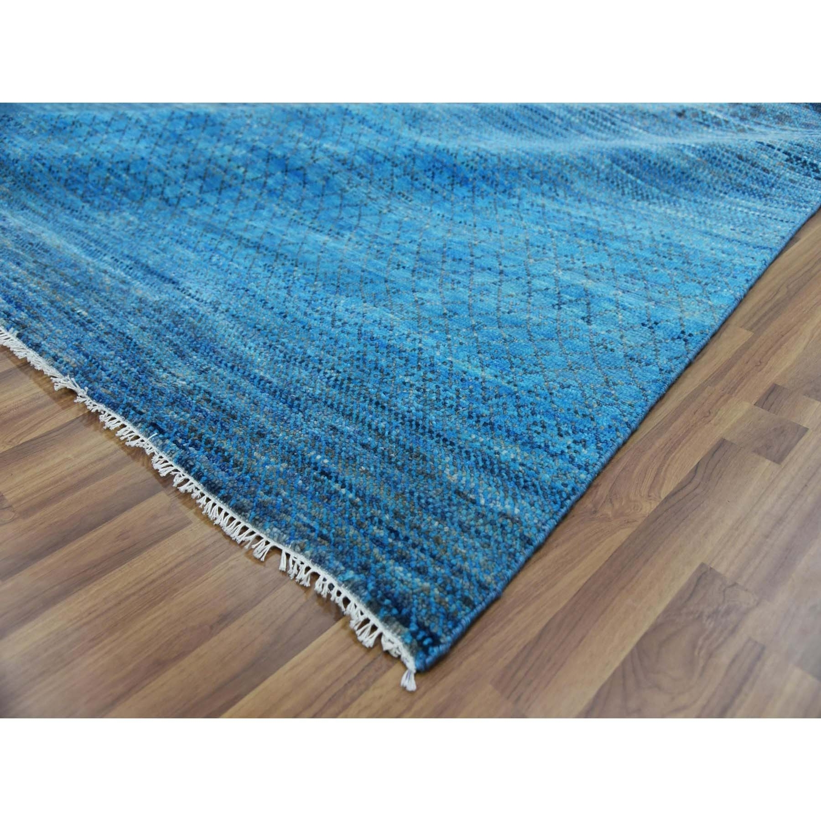 10′ x 14’3″ Blue Modern Chiaroscuro Collection Pure Wool Hand Knotted Rug R79172