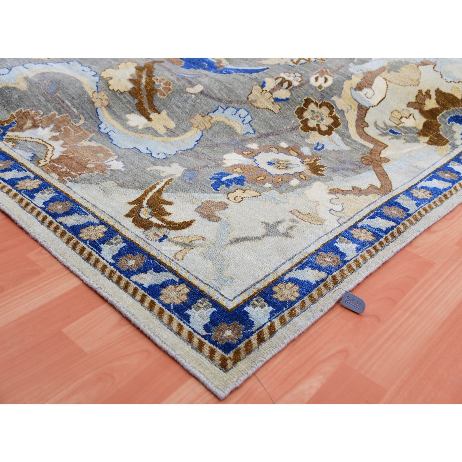 10’2″x14’4″ Blue Zoroastrian Ispahan Inspired Hand Knotted 100% Wool Rug R75425