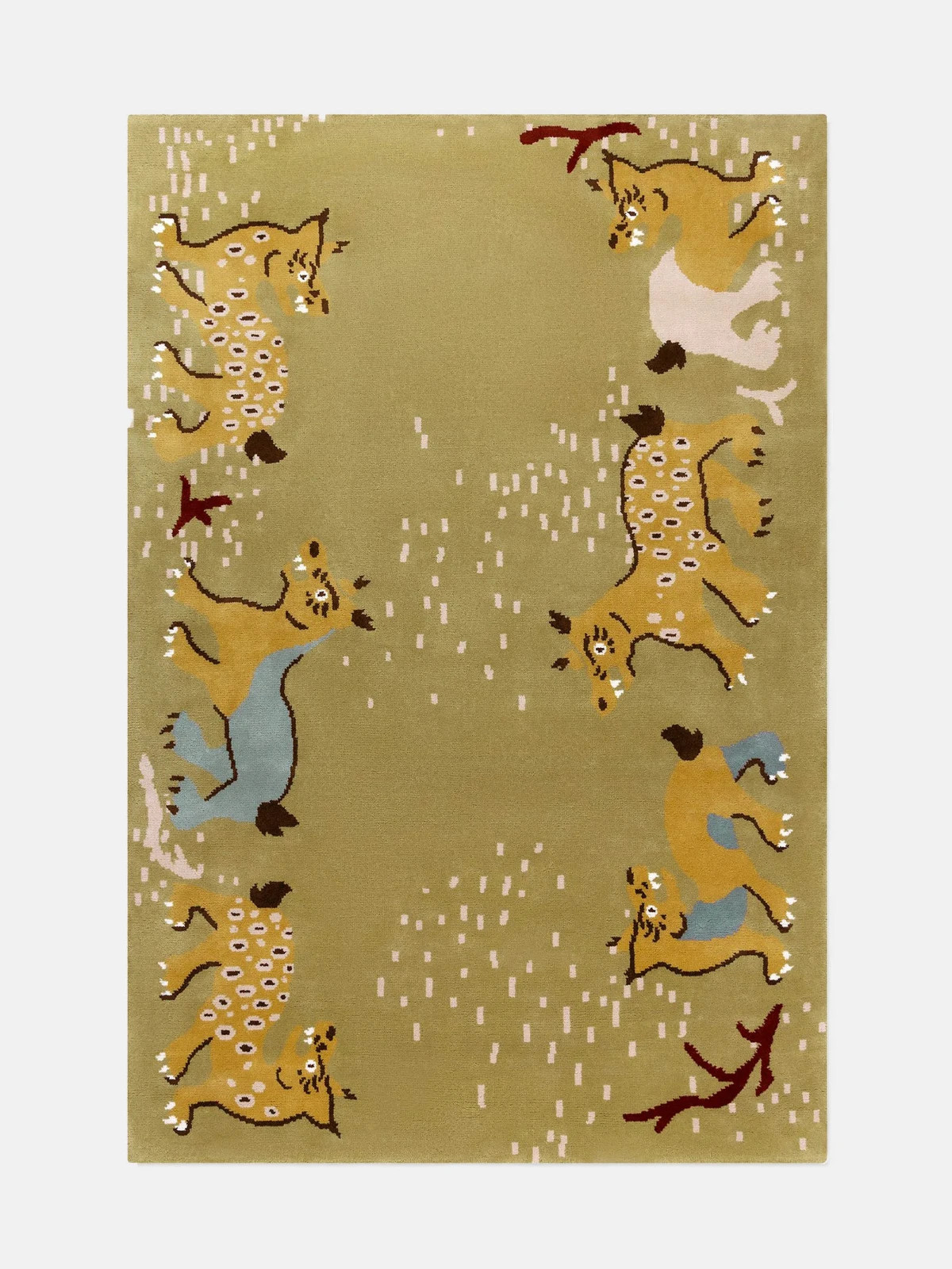 Fauna abstract animal forms and organic shapes, Hand-Tufted