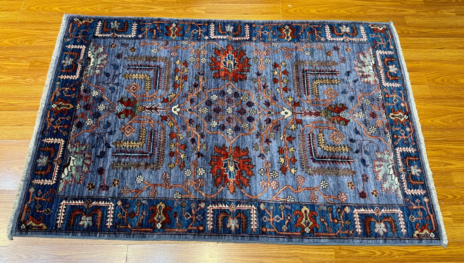 3 X 5 Ft Gray Floral Design Hand Knotted Tribal Bakhtiar Rug