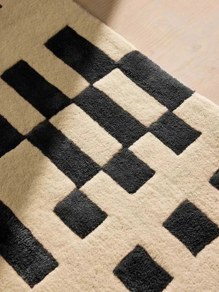Rug Hand Tufted Rug Raya Black Hand Made Wool Carpets For Bedroom Aesthetic 9×15