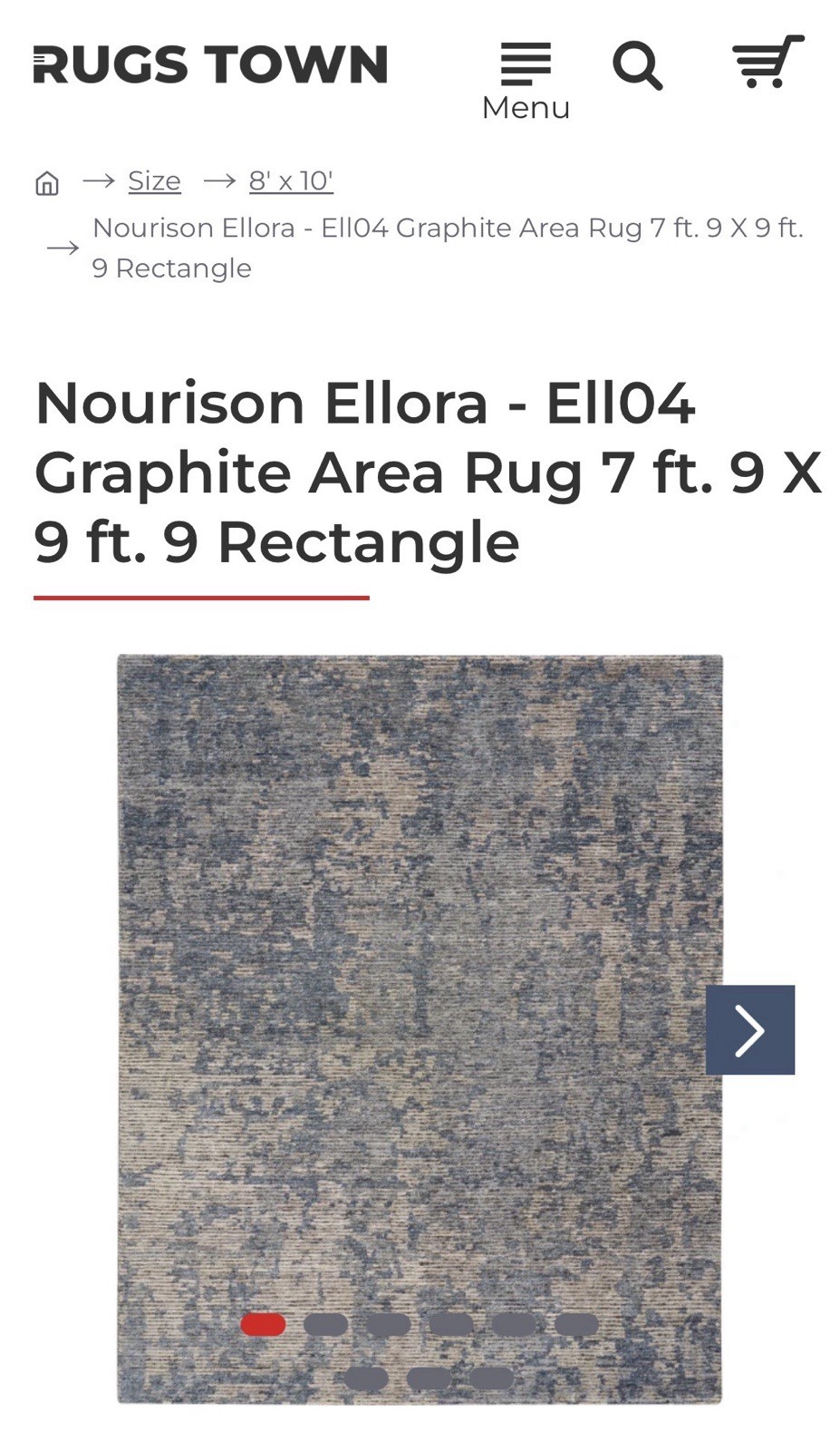 Nourison Ellora ELL04 Hand-Knotted Wool Area Rug Graphite 7’9″ x 9’9″ Rectangle