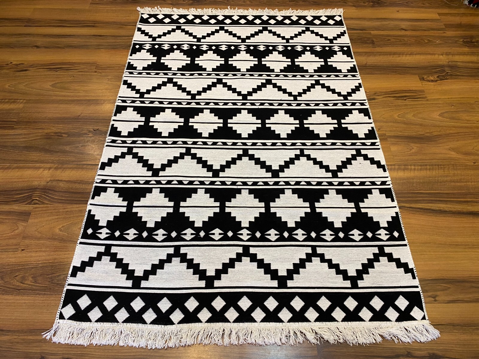 Cotton Rug, Area Rug, Black and White Rug, Woven Rug,
