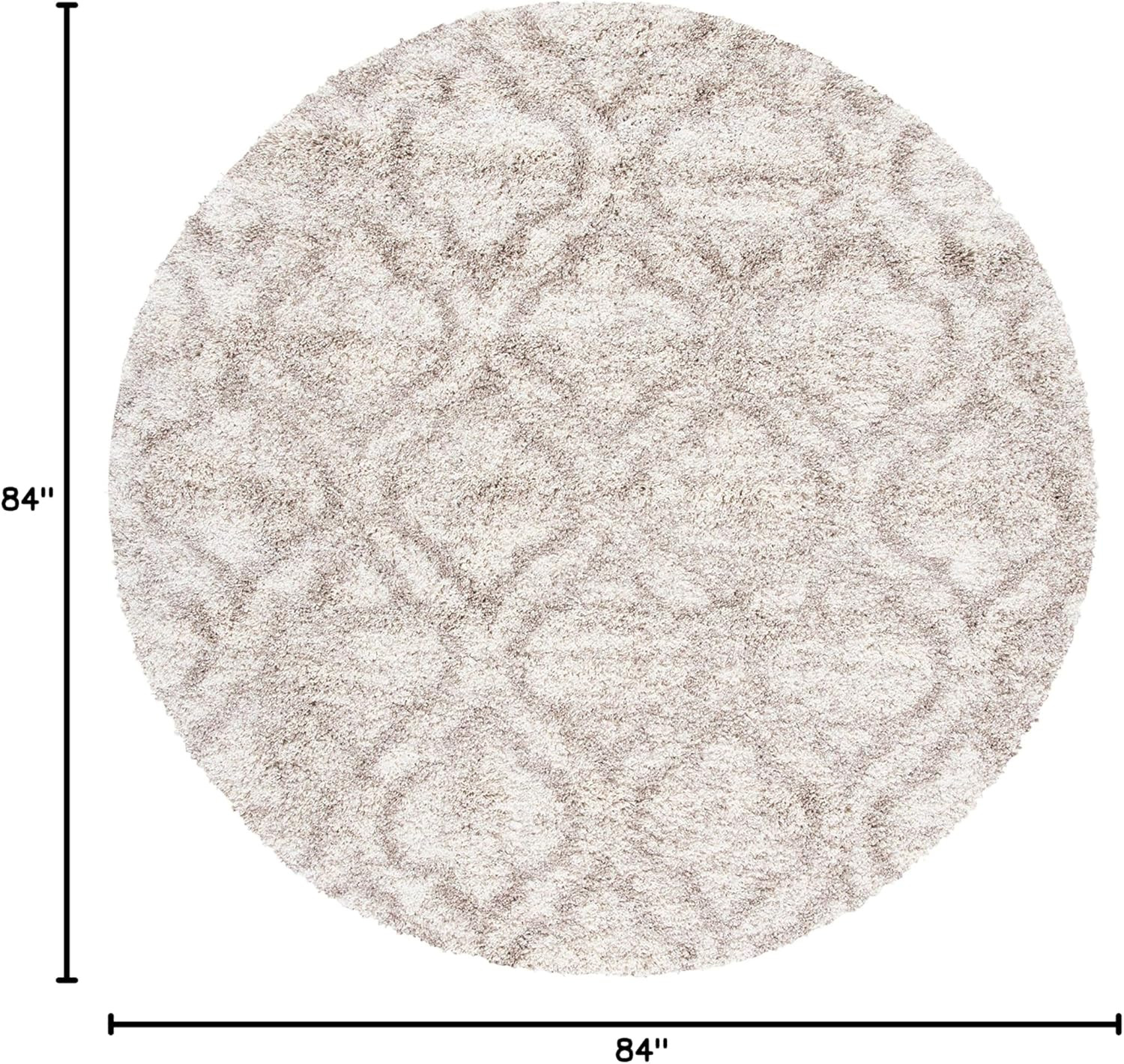 Hudson Shag 7′ Round Ivory/Beige Moroccan Non-Shedding Area Rug